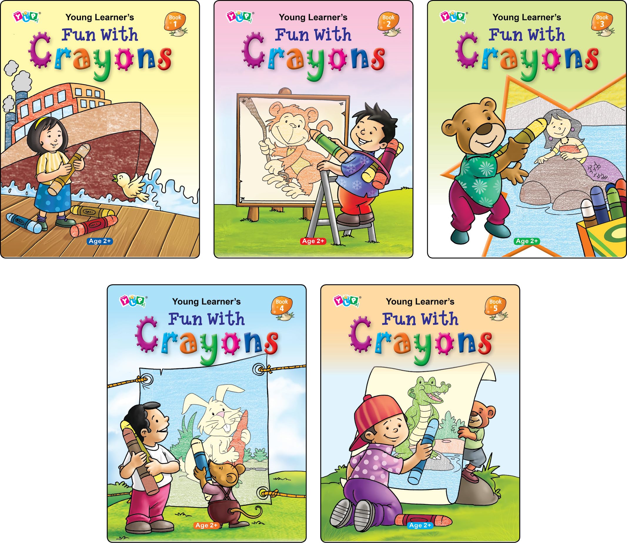 Fun with Crayons (Set of 5 Books): Perfect Gift for Children Who Love Colouring, Drawing & Painting | Premium Quality Paper | Co