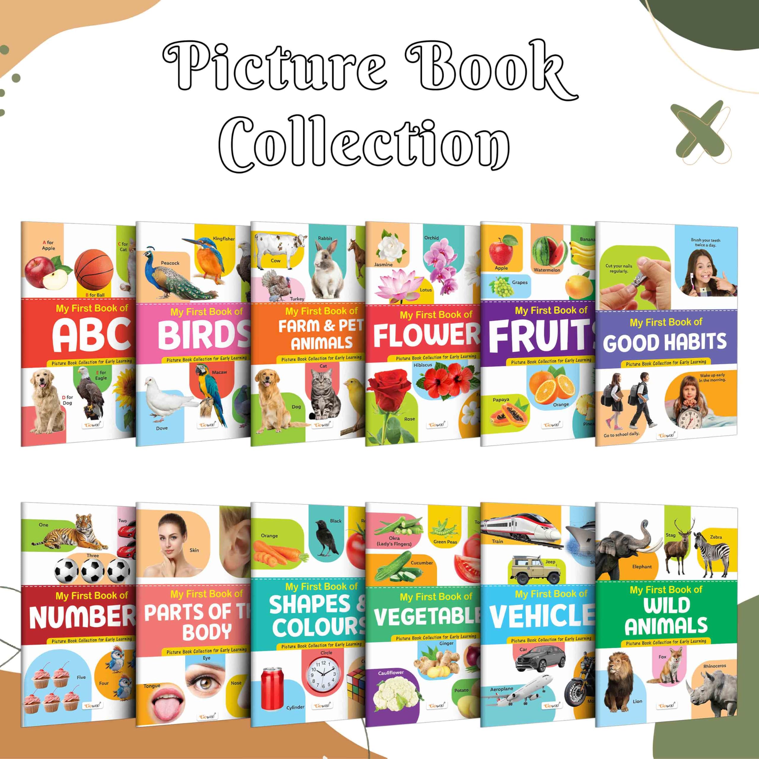 My First Picture Book Collection For Early Learning : With 12 Topics : (Waterproof, DustResistant, Big Fonts, Laminated, Realis