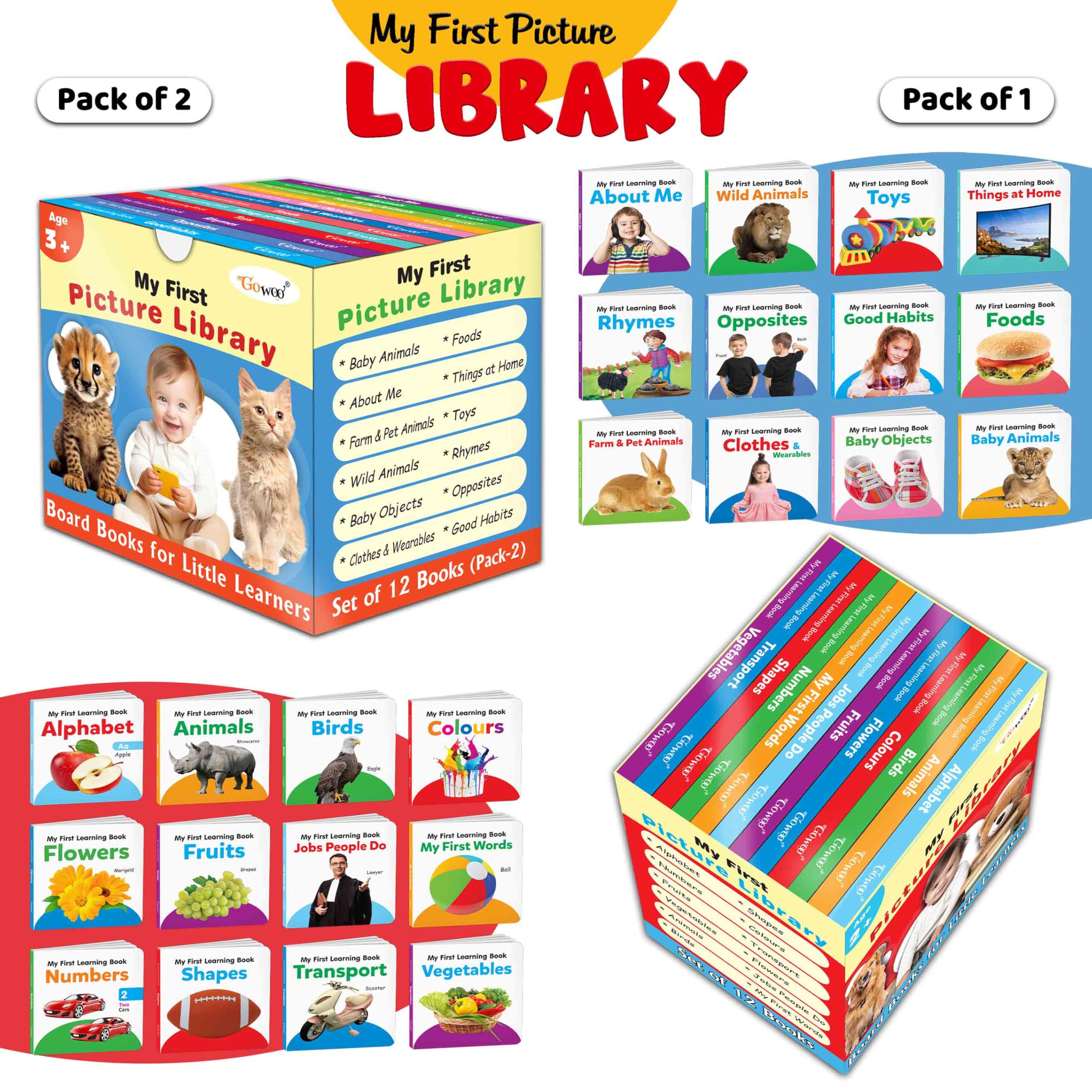 My first picture library box (Red and Blue Edition) : Educational picture books for toddlers, NonTearable, Dust free, Water res