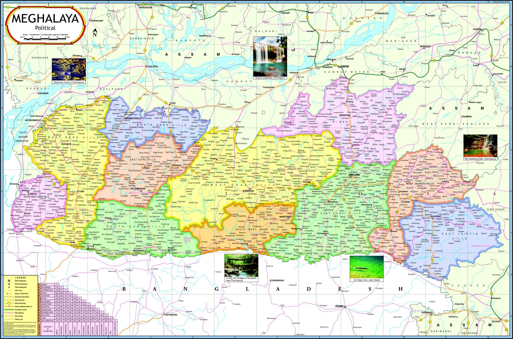 Meghalaya Map | Laminated
