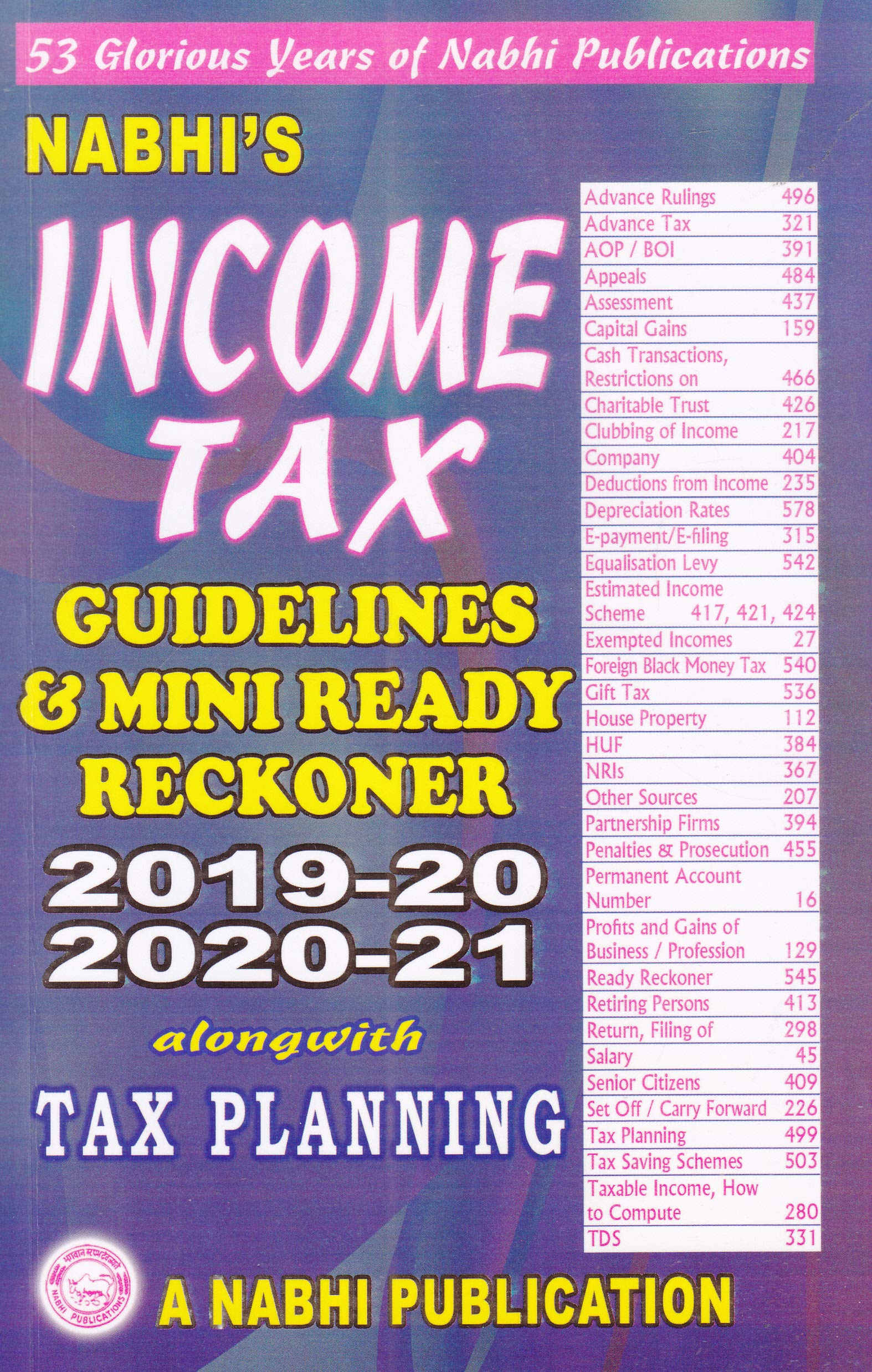 Income Tax Guidelines & Mini Ready Reckoner 201920, 2020201 Alongwith Tax Planning