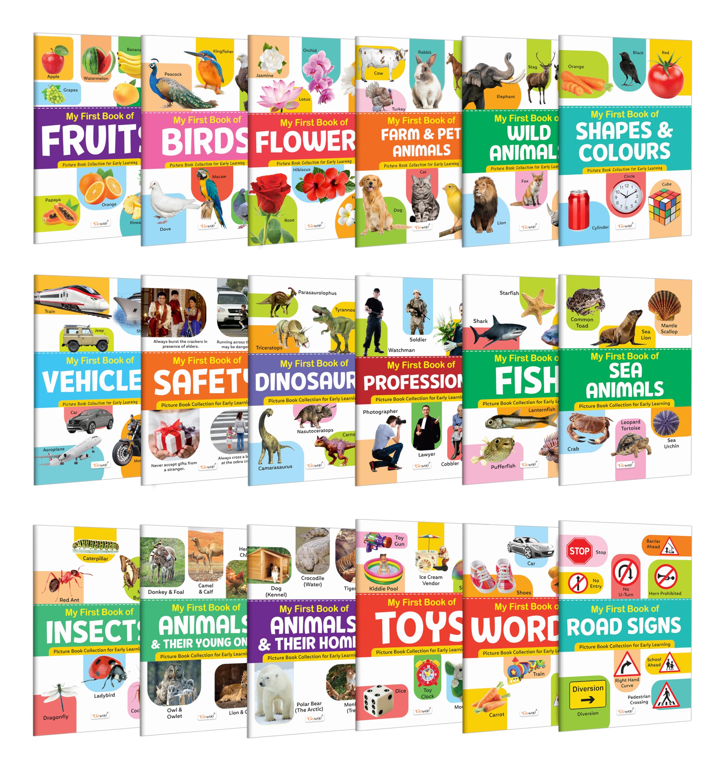 My First Book of Fruits, Birds, Flowers, Farm & Pet Animals, Wild Animals and more : first knowledge books, toddler discovery b