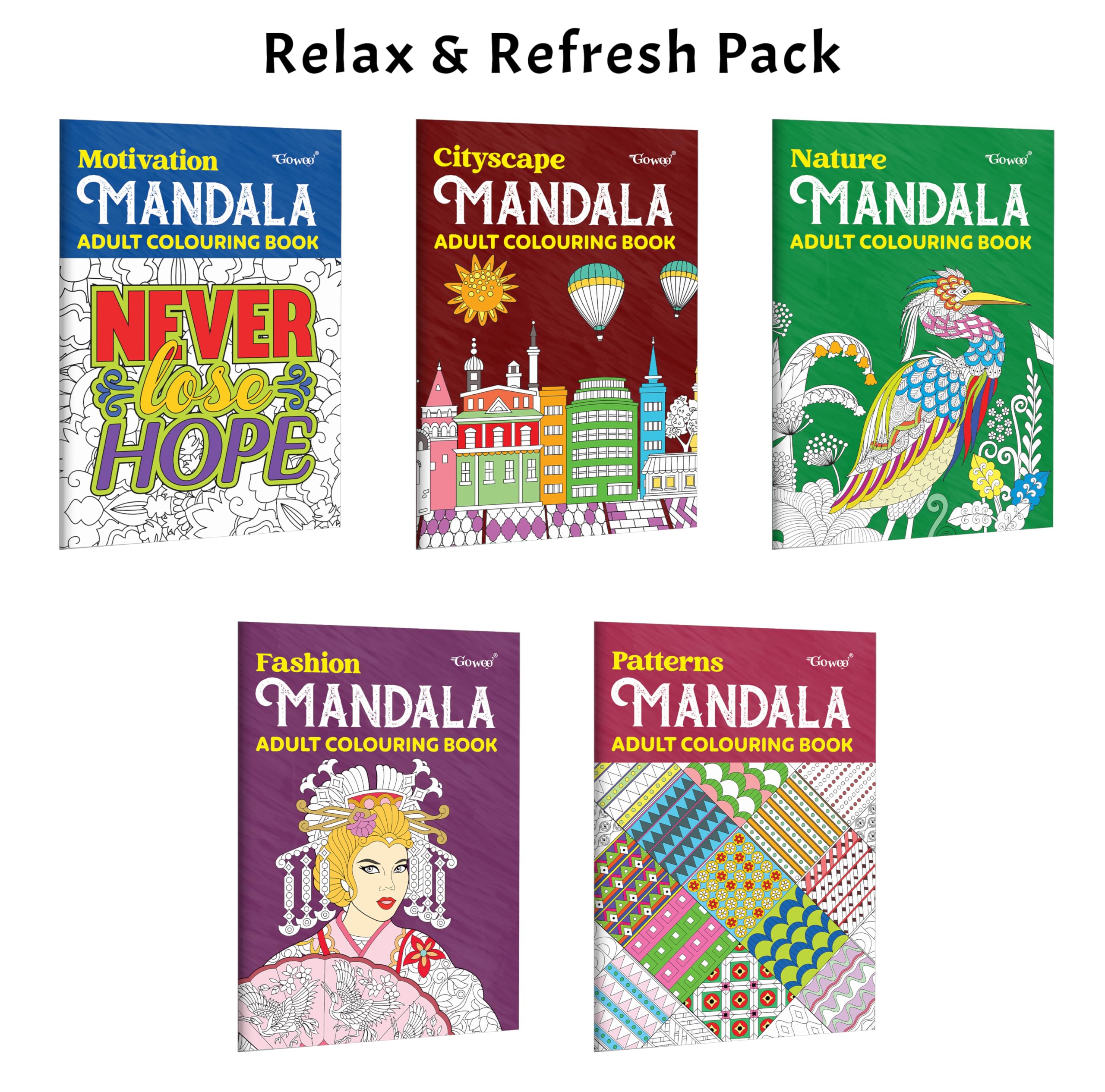 Cityscape, Fashion, Motivation  Mandala Adult Colouring Book and more : peaceful art book for adults, detailed mandala designs