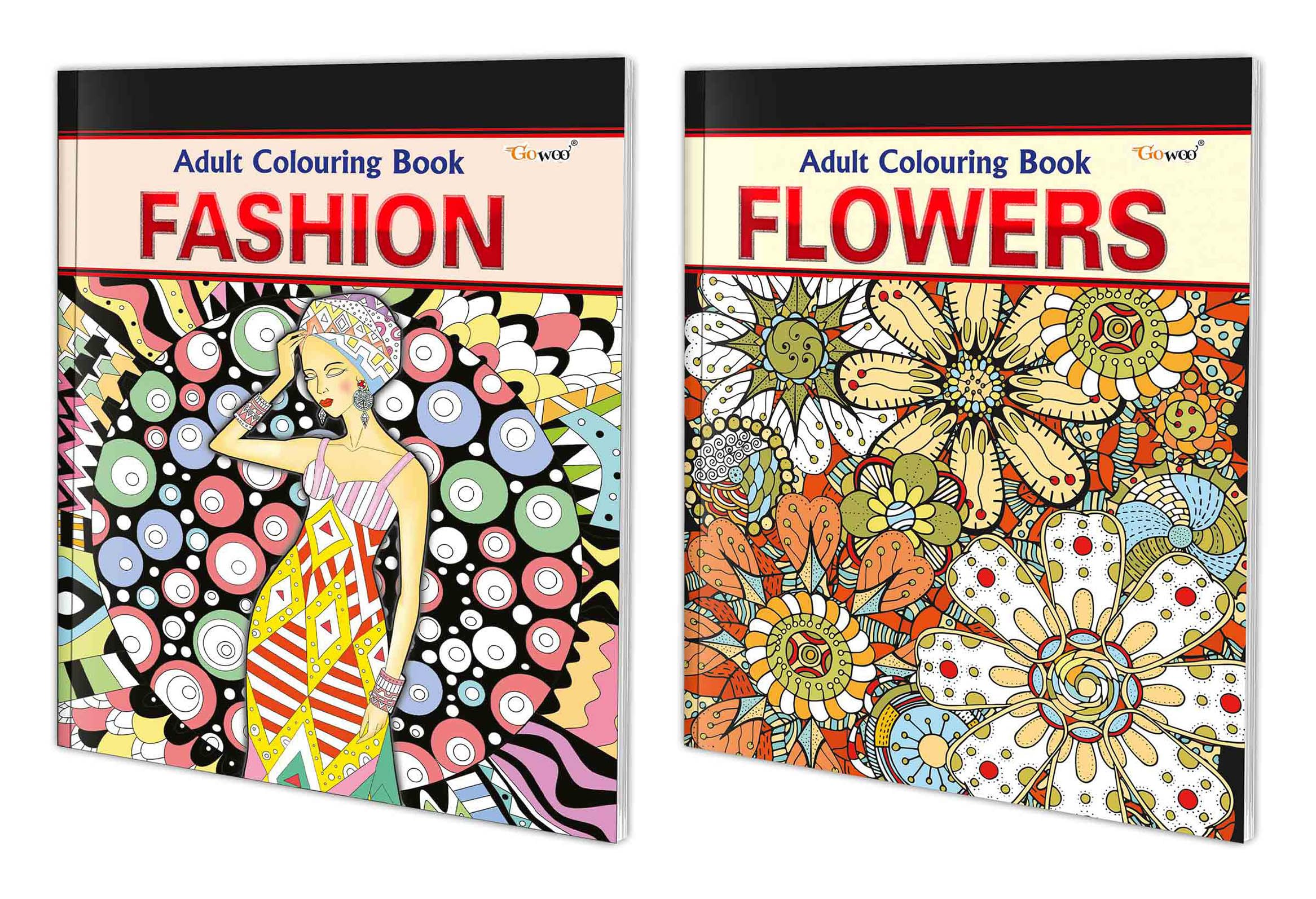 Fashion and Flowers Adult Colouring Books : Coloring for Adults and Kids, Creative Art Therapy Book, Mindful Art Coloring, Relax