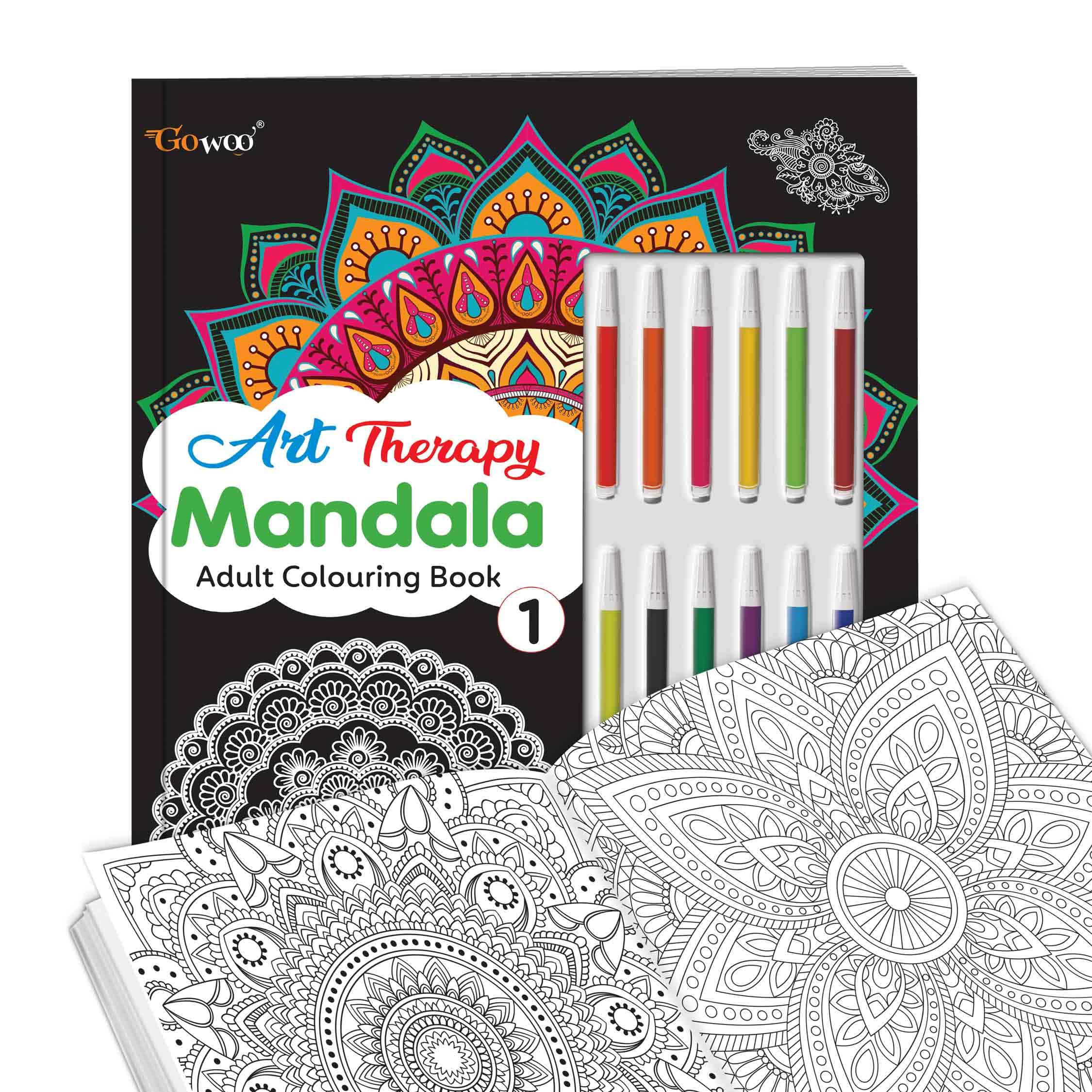 Mandala Art Kit for Adults & Kids : Art Therapy Mandala Adult Colouring Book 1 : Refreshing Mandala  Colouring Book, Coloring 