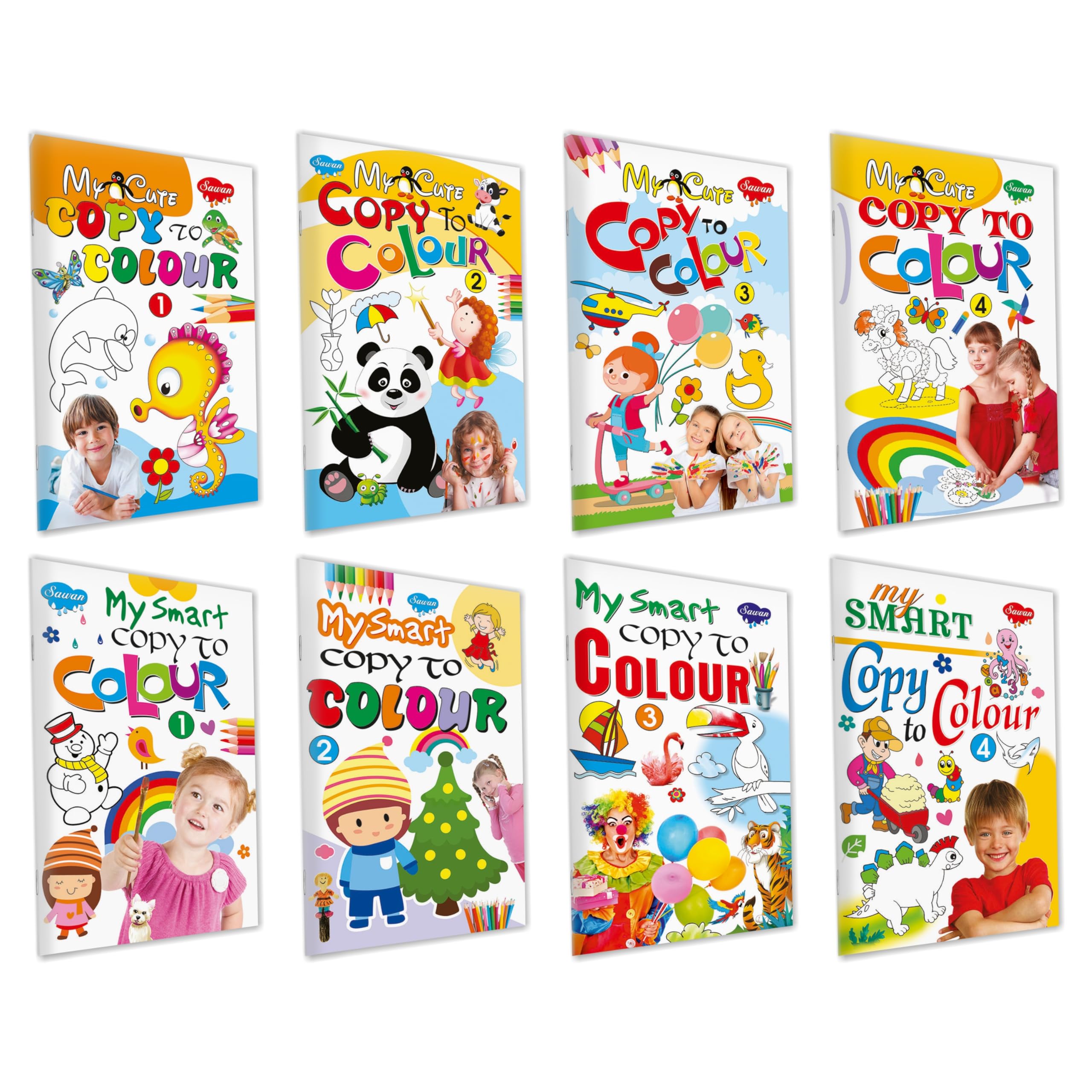 My Smart Copy To Colour1 To 4 And My Cute Copy To Colour1 To 4 | Set Of 8 Colouring Books