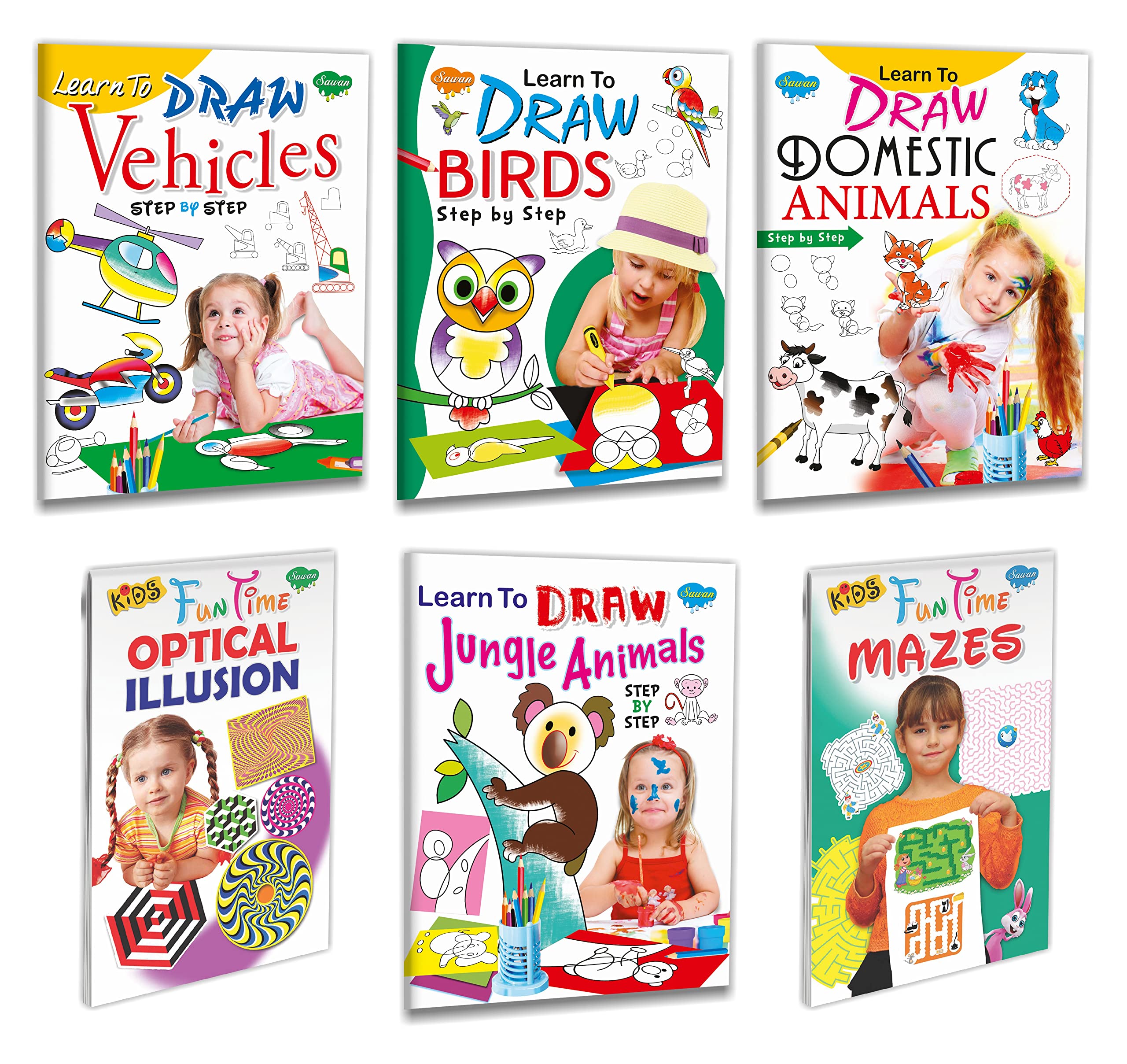 Fun To Learn Pack | Pack Of 6 Books | Super Jumbo Combo For Collecters And Library Drawing And 2 Demy Size Activity Books
