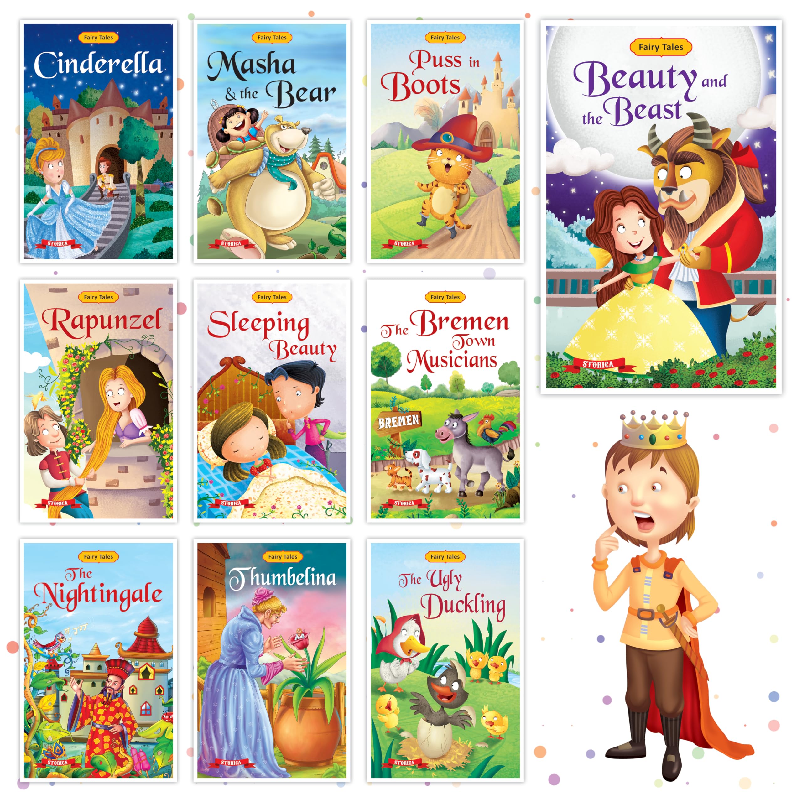 Set Of 10 Fairy Tales Story Books For Kids|English Short Stories For 3+ | Cindrella,Rapunzel, Nightangle,Ugly Duckling & Others