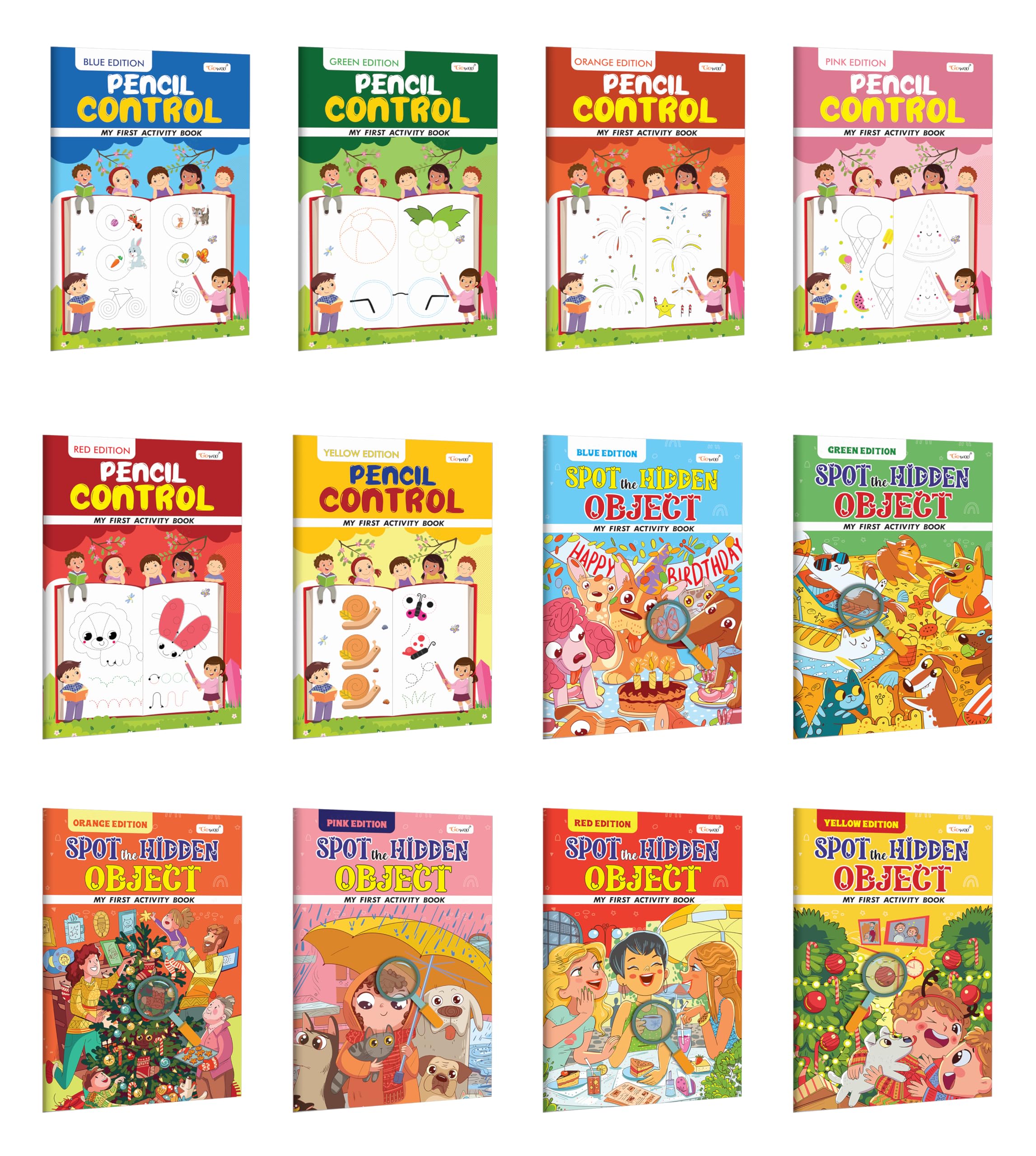 My First Activity Book Pencil Control and Spot the Hidden Object  Yellow, Green, Blue, Pink, Orange and Red Edition : Kids act