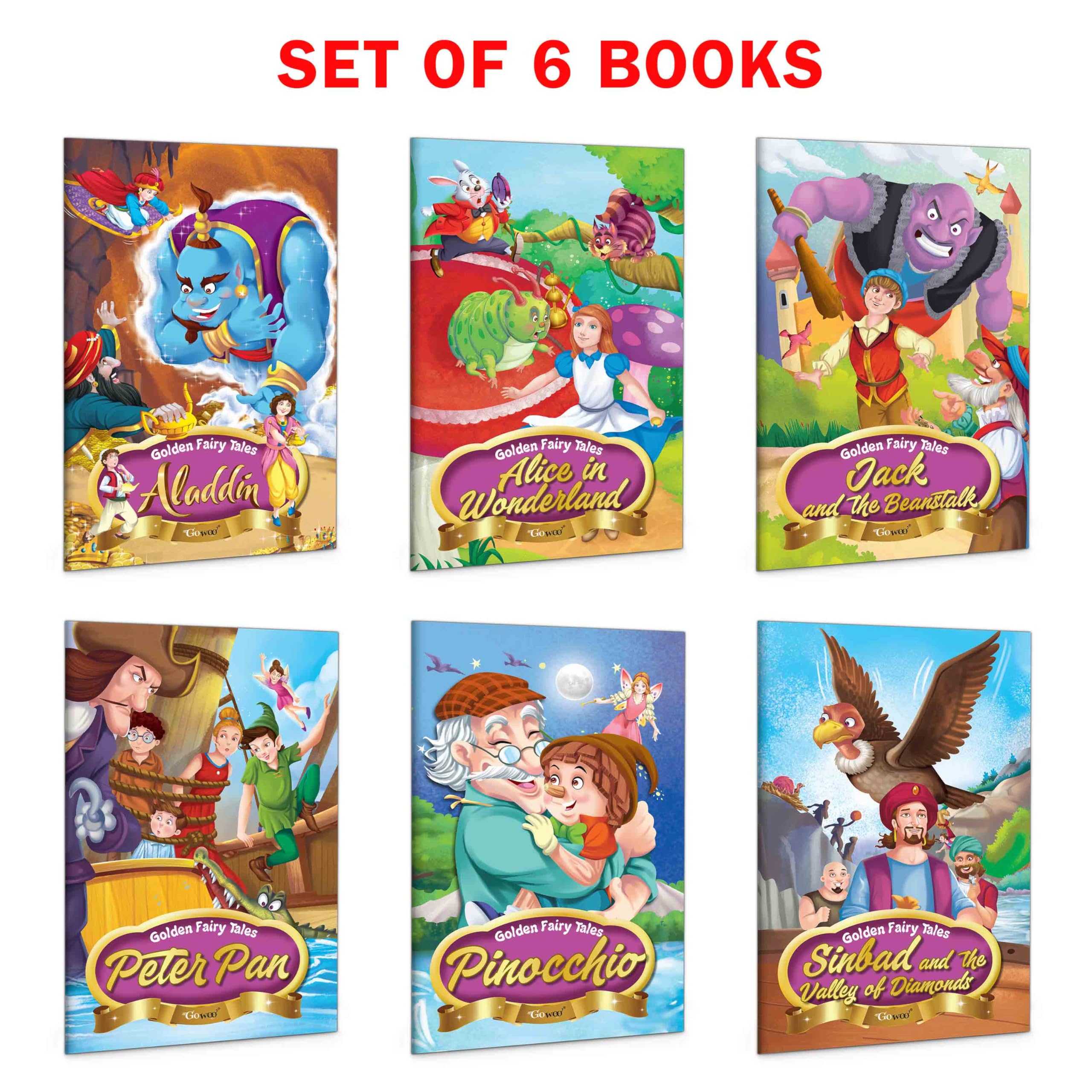 Golden Fairy Tales for Kids  Aladdin, Alice in Wonderland, Pinocchio and more : fairy tale storybooks for kids, magical story 