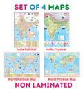 India And World Both Political And Physical Map | Set Of 4 Maps | Size 70100 Cm | Useful For Upsc And Other Competitive Exam Pre