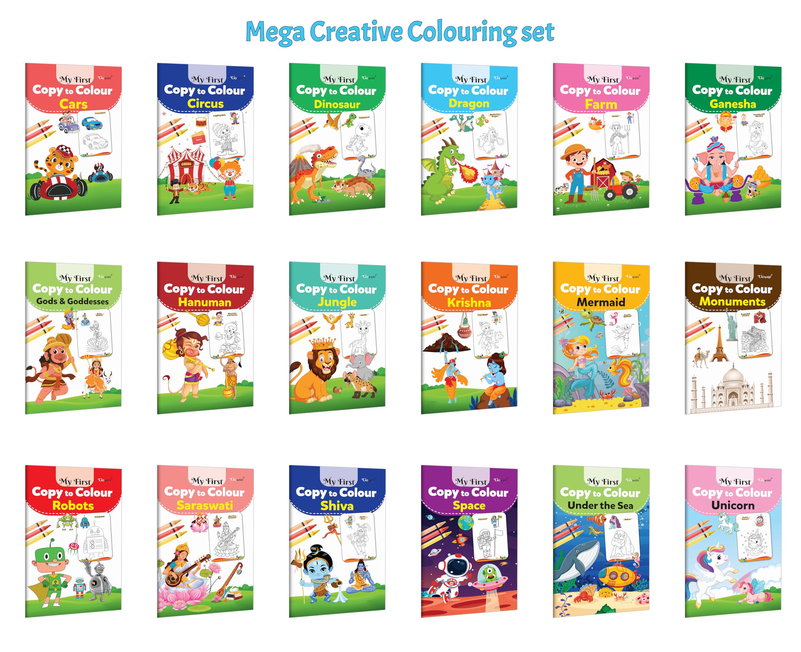 My First Copy to Colour  Cars, Circus, Dinosaur, Dragon and more : Preschool colouring activity, Creative kids drawing, Fantas