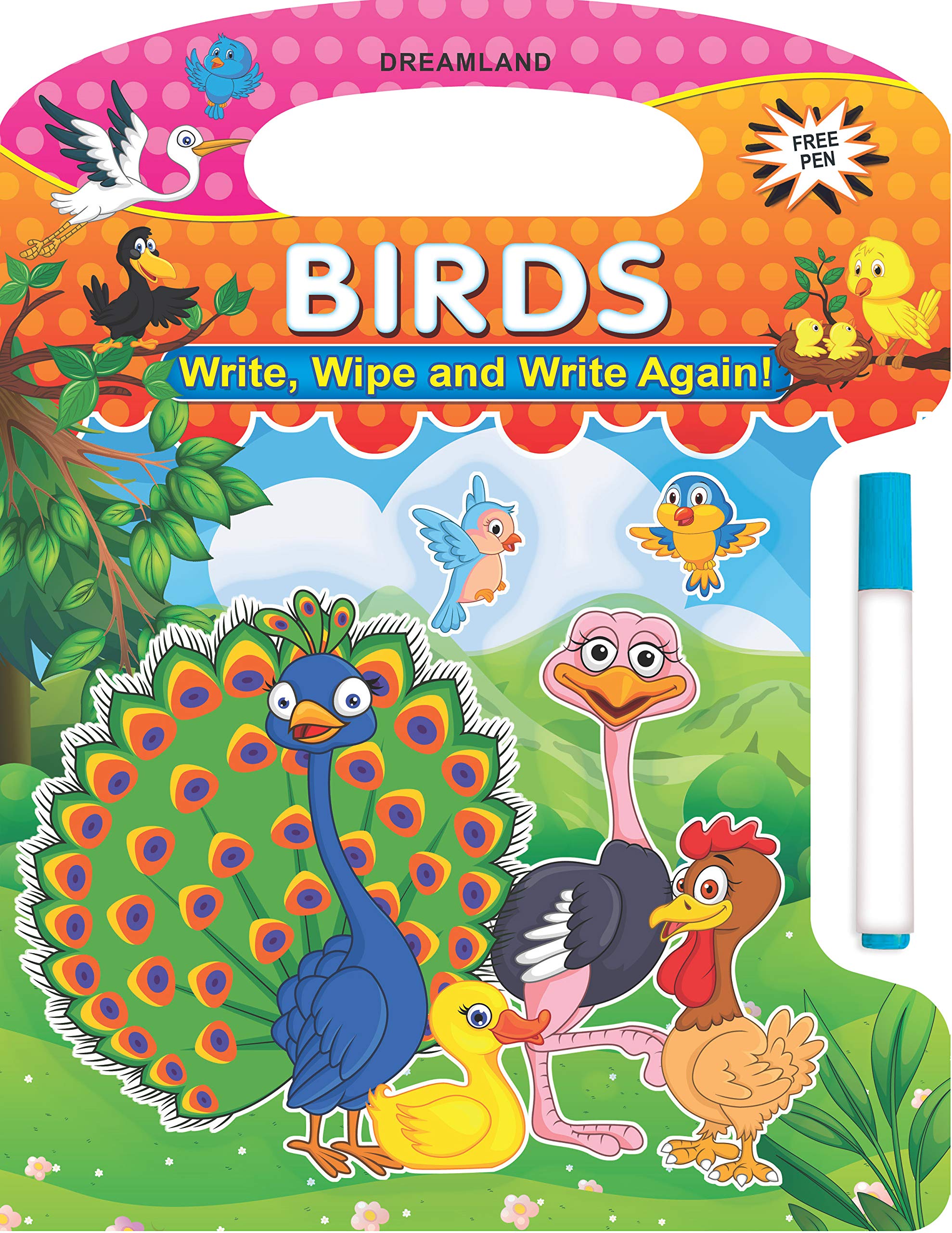 Write and Wipe Birds Activity Book for Kids Age 24 | Reusable WipeClean Preschool Learning with Marker Pen | Early Writing, Dr