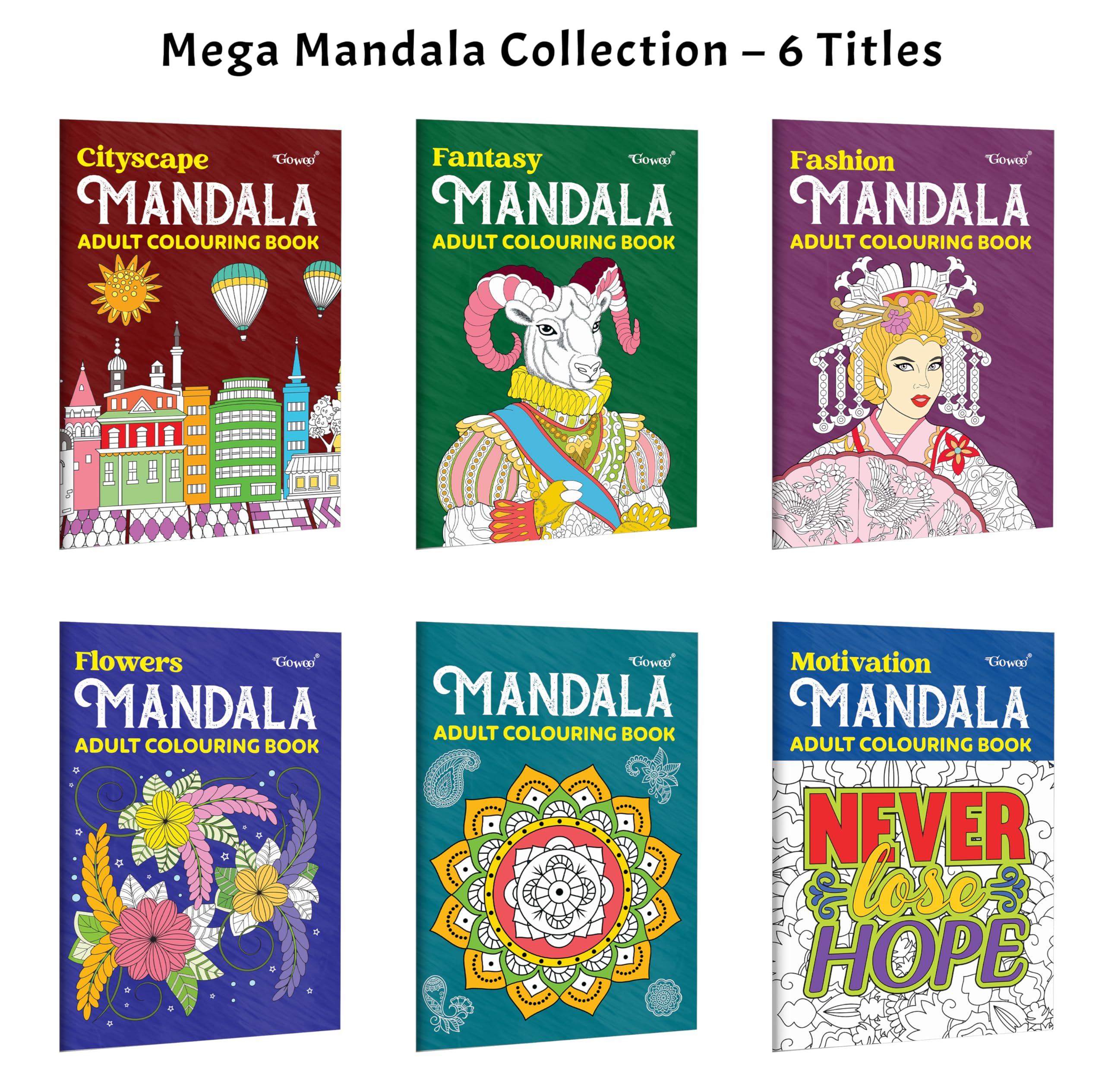 Cityscape, Fantasy, Fashion  Mandala Adult Colouring Book and more : urban inspired art book, designer pattern colouring set, 