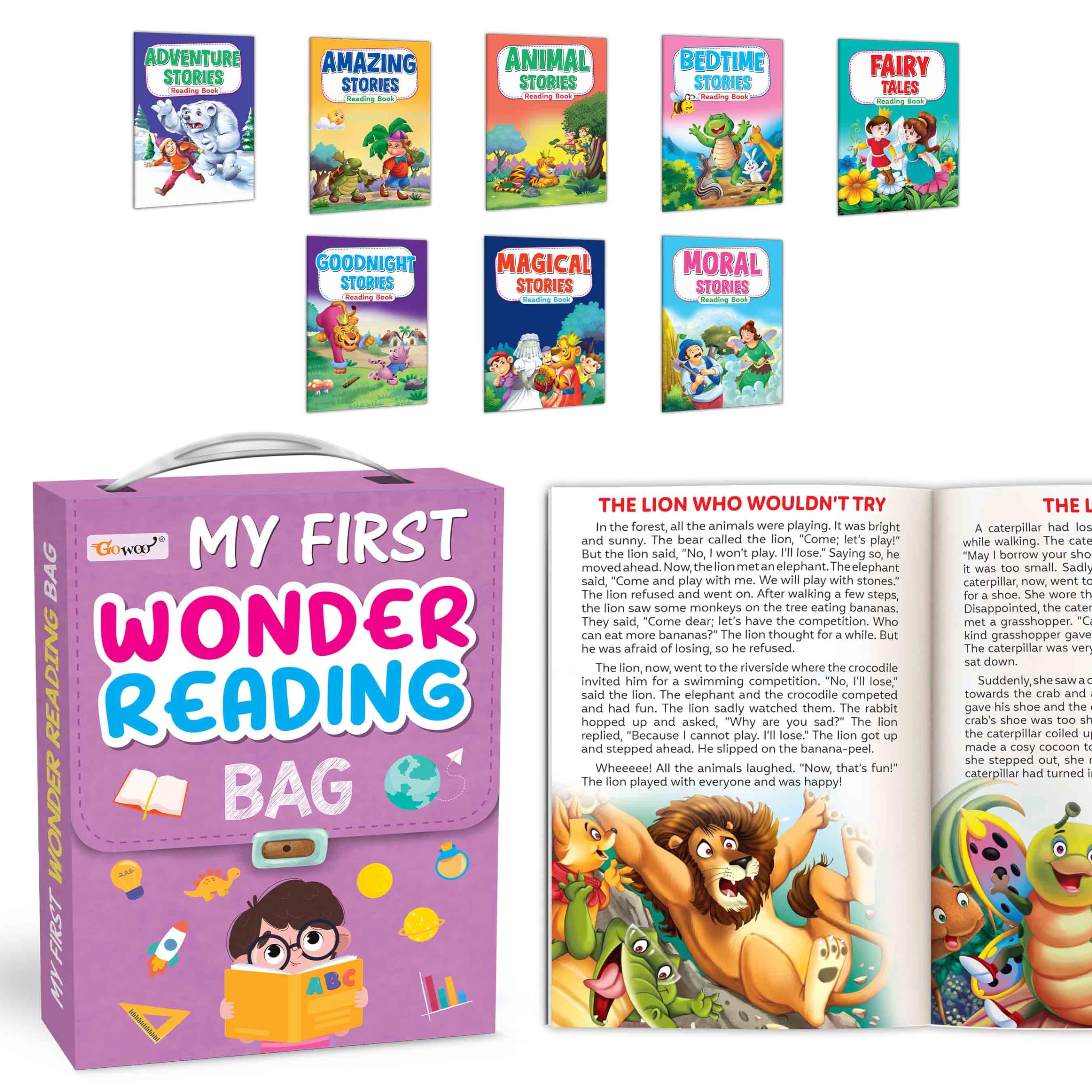 Gift Set For Kids story Picture Library Bag : Early Learning Picture story Book Collection, Essential Story Book, Bag Of 8 Story
