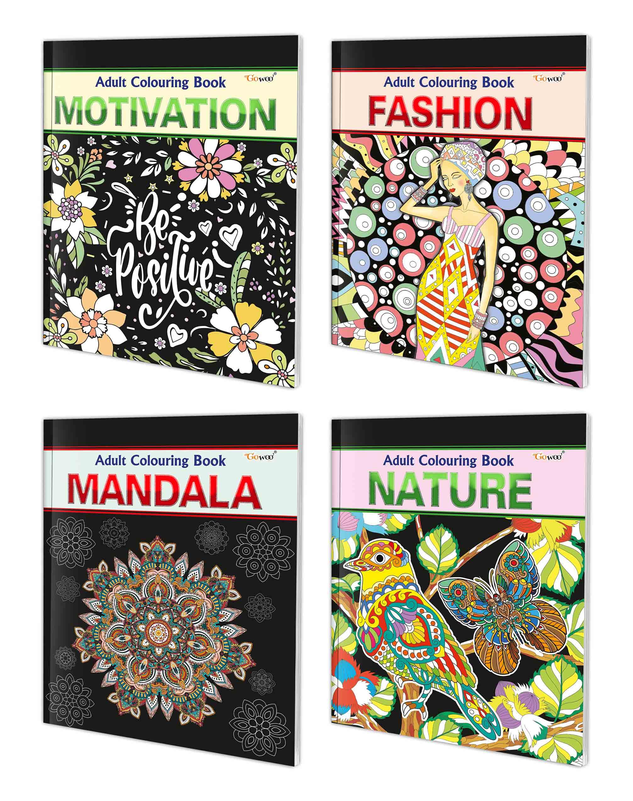 Motivation, Fashion, Mandala and Nature  Adult Colouring Book : Creative Art Therapy cololuring, Coloring Book for Adults, Mind