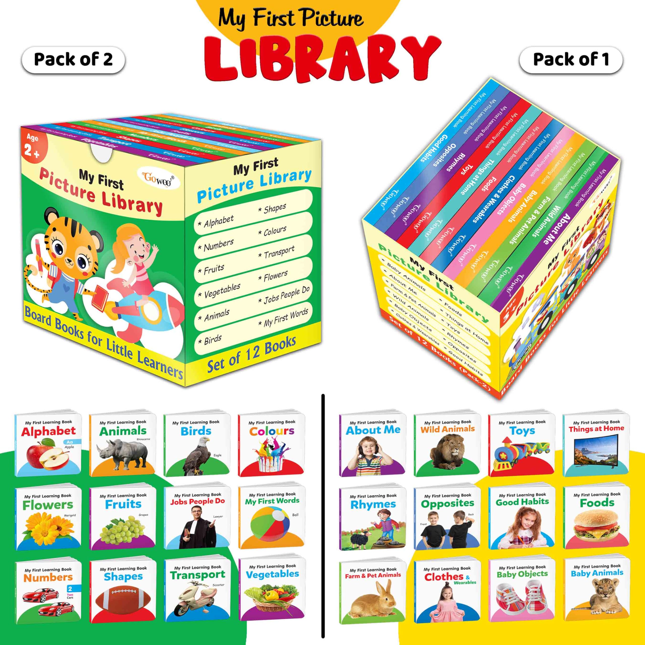 My First mini Learning Library Set for Kids (Green and Yellow Edition) : Collection of early learning board books, My first mini