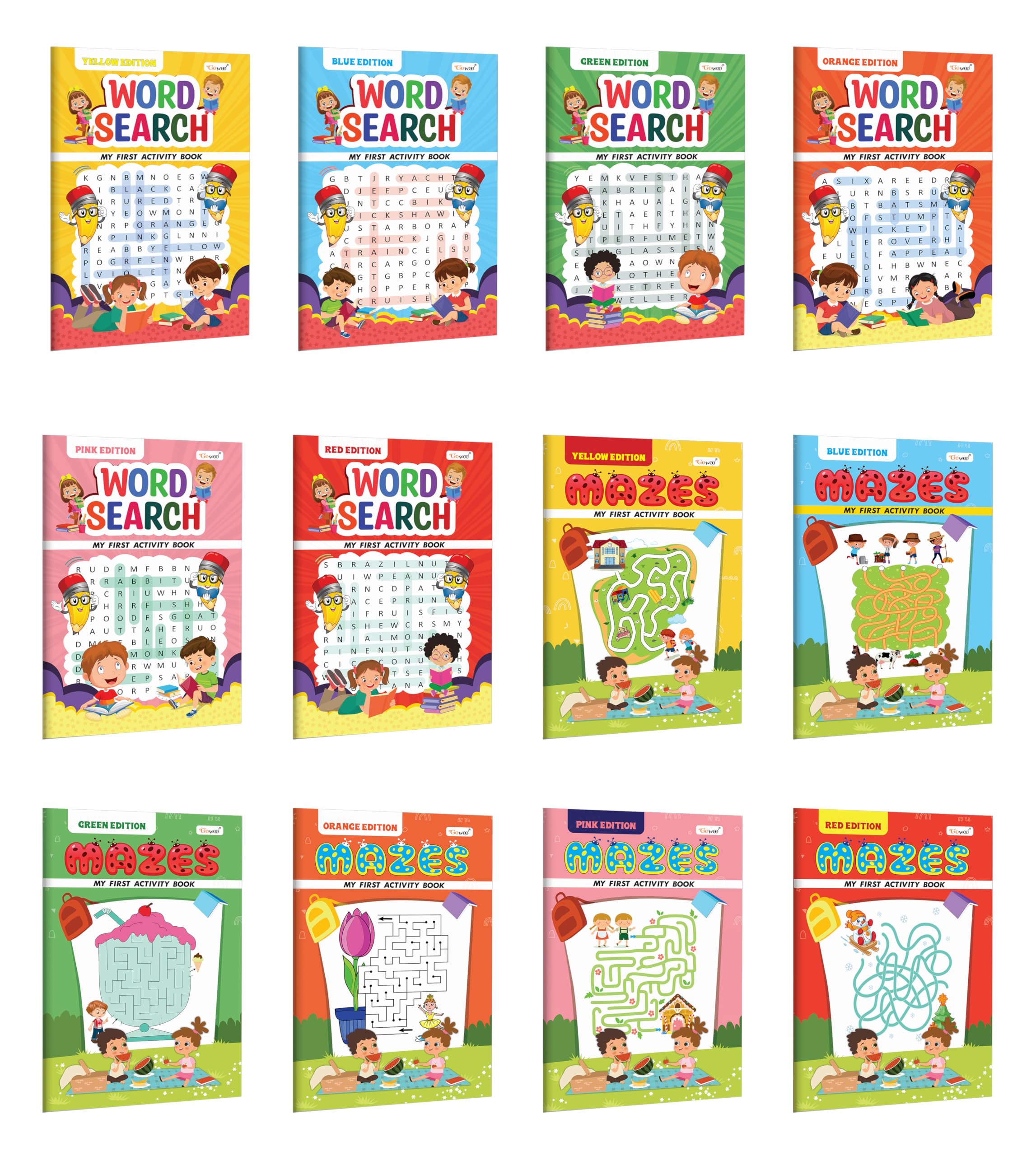 My First Activity Book Word Search and Mazes  Yellow, Green, Blue, Pink, Orange and Red Edition : Adventures Puzzle Activity bo
