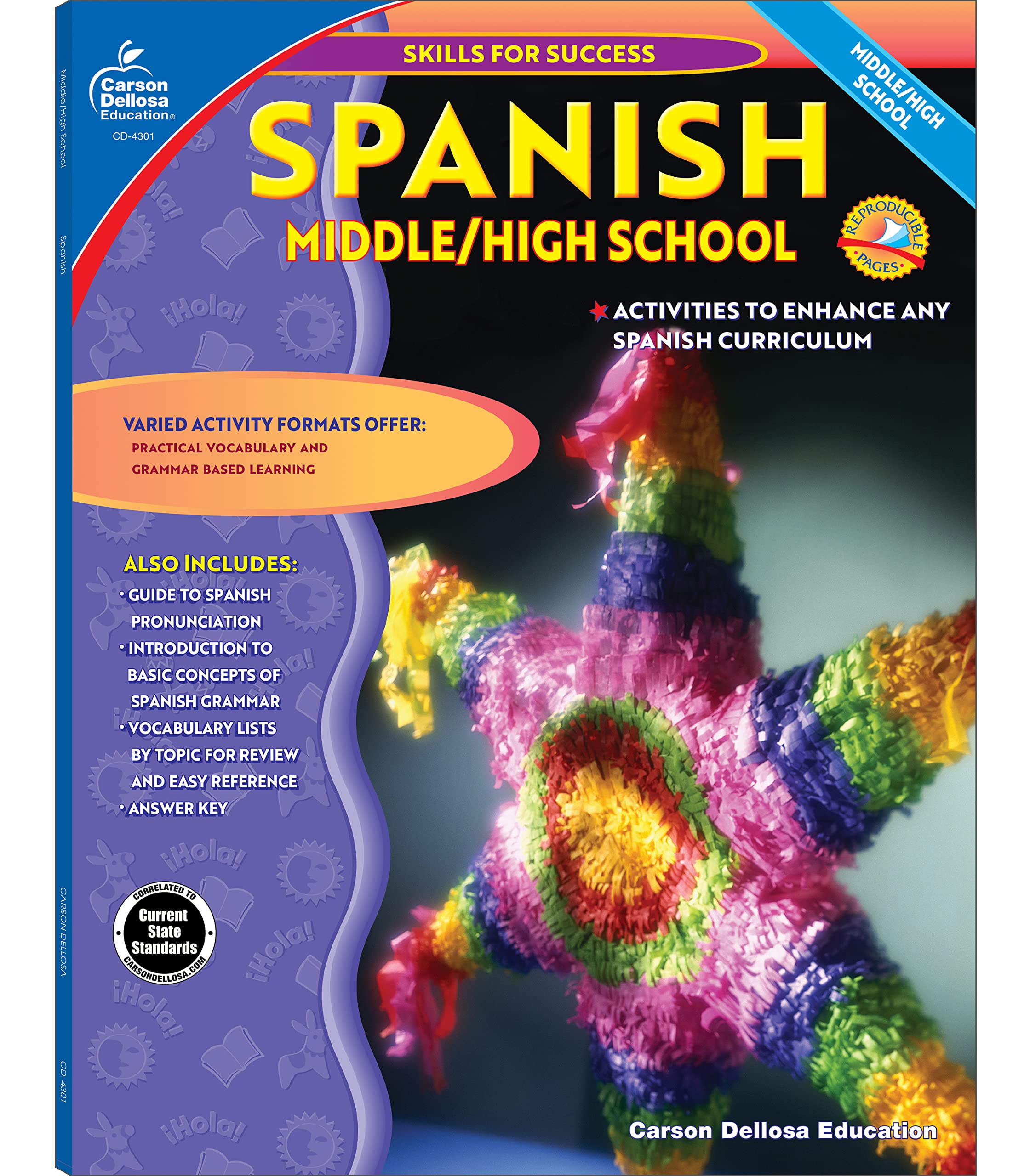 Carson Dellosa Skills for Success, Spanish Workbook for Middle School and High School Students, Learning Spanish Practice and Ac