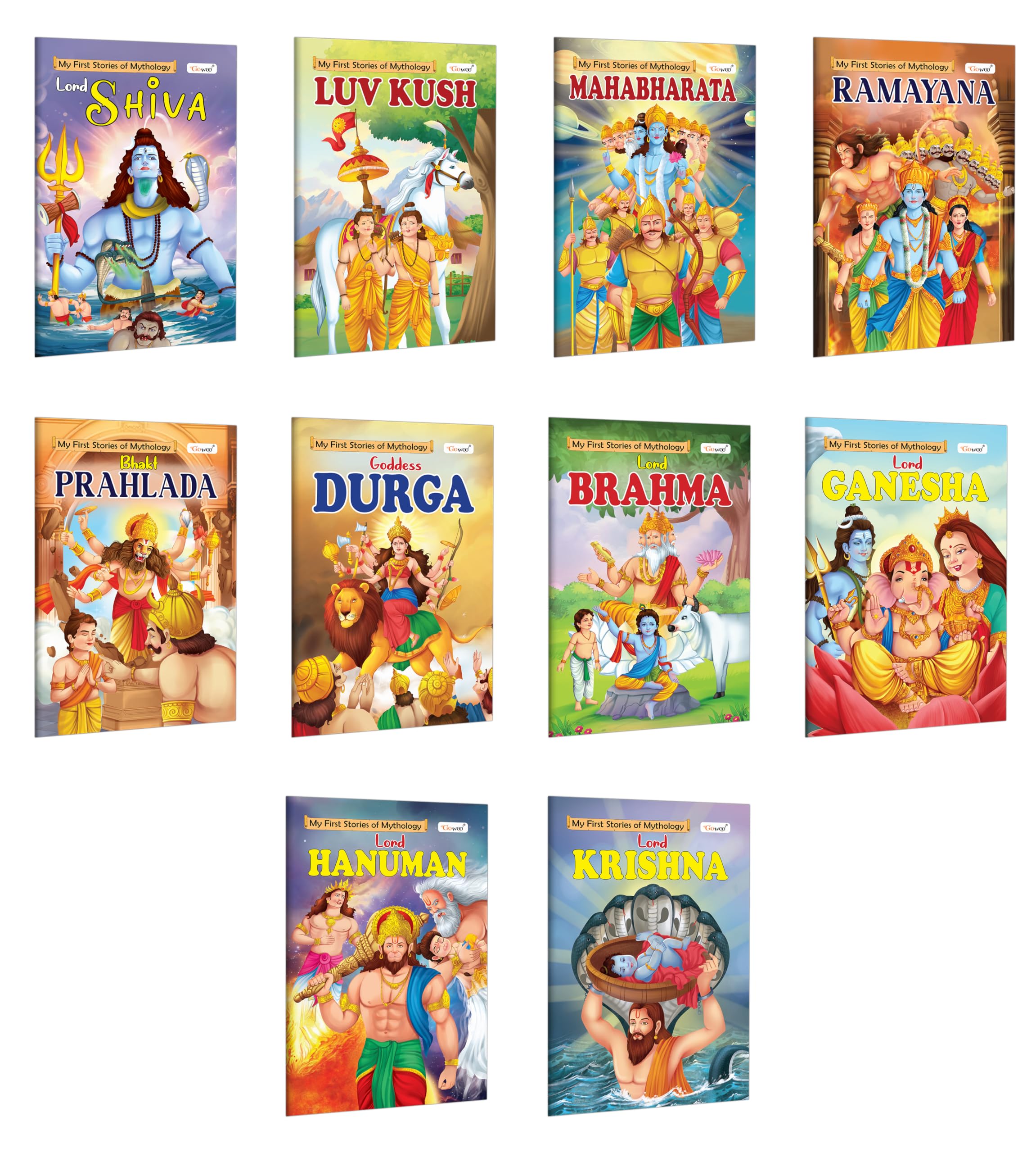 Brahma, Durga, Ganesha, Hanuman, Krishna, Luvkush, Mahabharat, Prahlad, Ramayan and Shiva  My First Mythology Story : Stories a