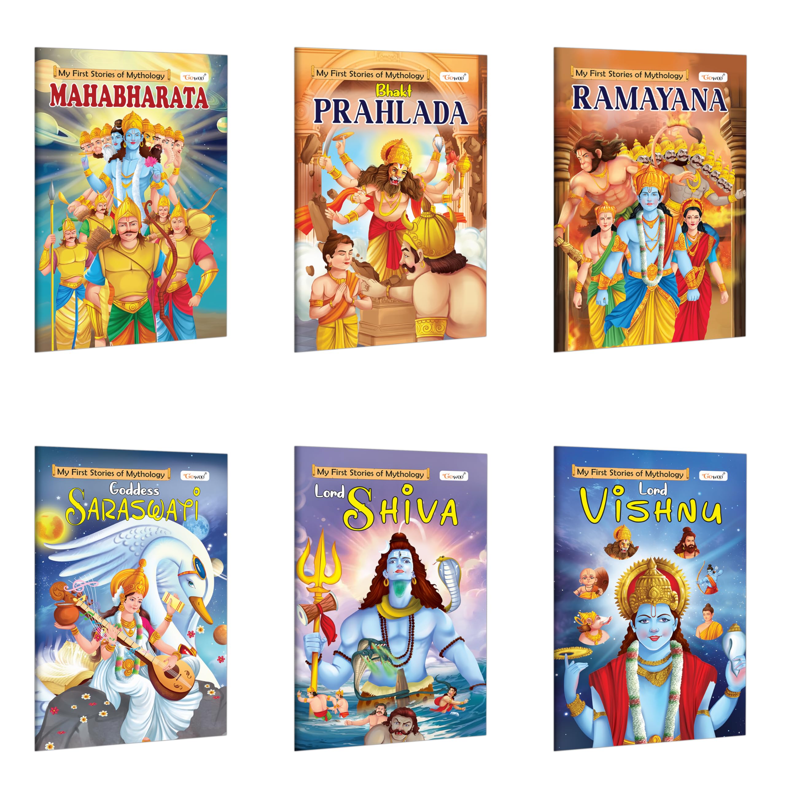 Mahabharat, Prahlad, Ramayan, Saraswati, Shiva and Vishnu  My First Mythology Story : Interactive learning books for toddlers, 