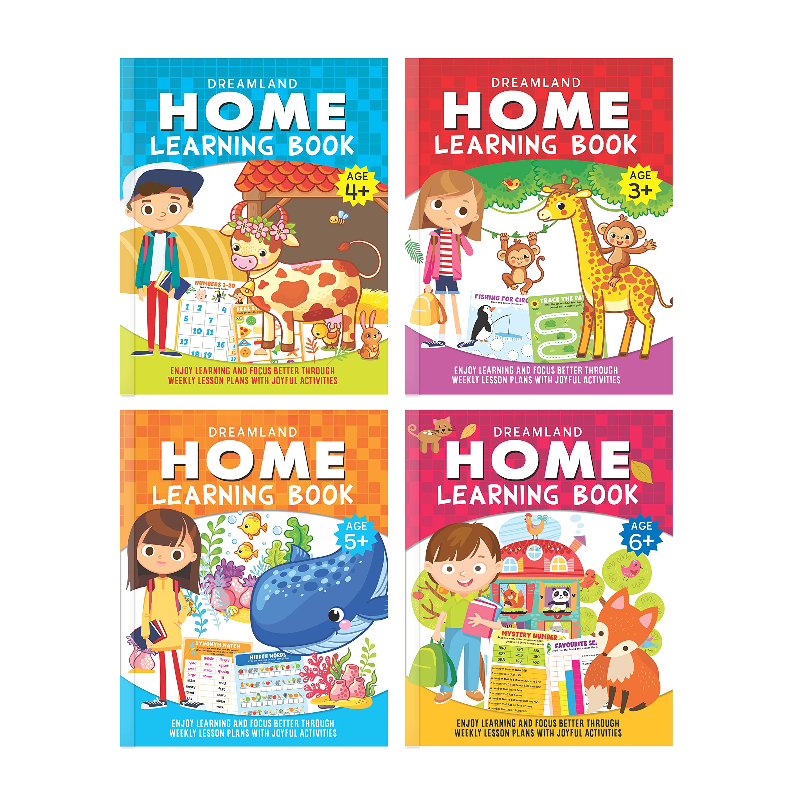 Home Learning Books Pack  Set Of 4 Activity Workbooks For Kids Age 36 | Preschool & Kindergarten Bundle With Alphabets, Number