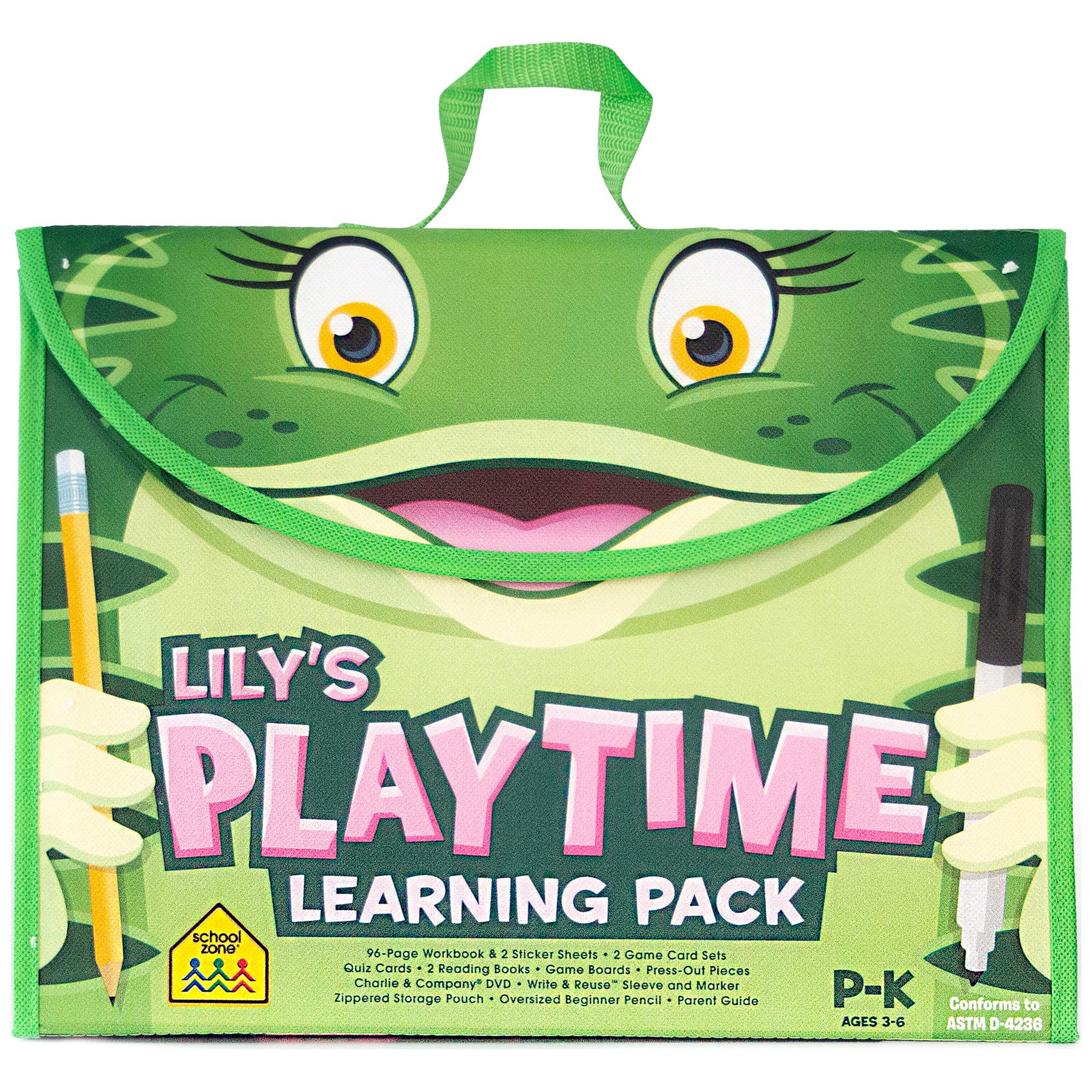School Zone  Lilys Playtime Activity Learning Pack  Ages 35, Preschool, Kindergarten, Workbook, Flash Cards, Cut & Paste, Tr