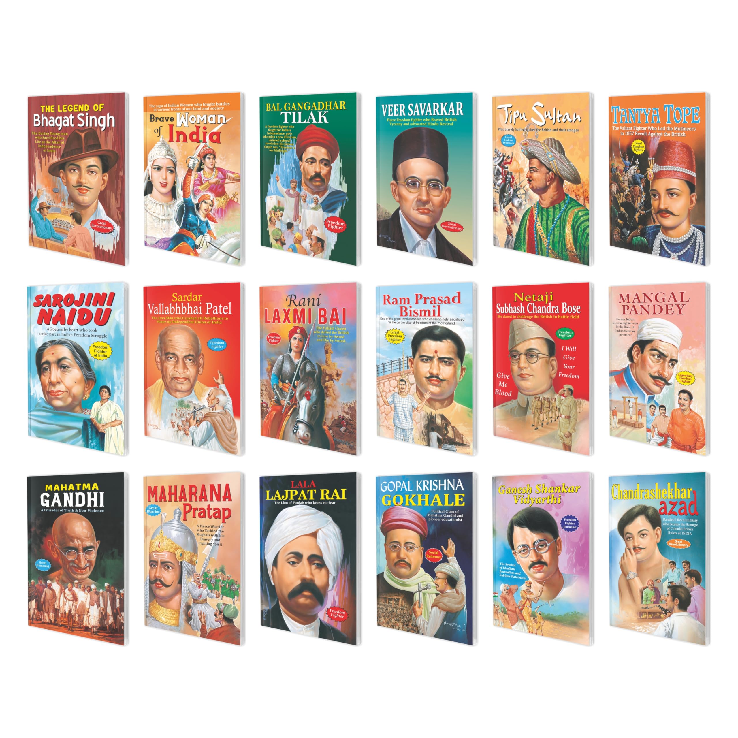 Biographies Of Freedom Fighters Complete Combo | Set Of 18 Books [Paperback] Sawan; Shashank And Sahil