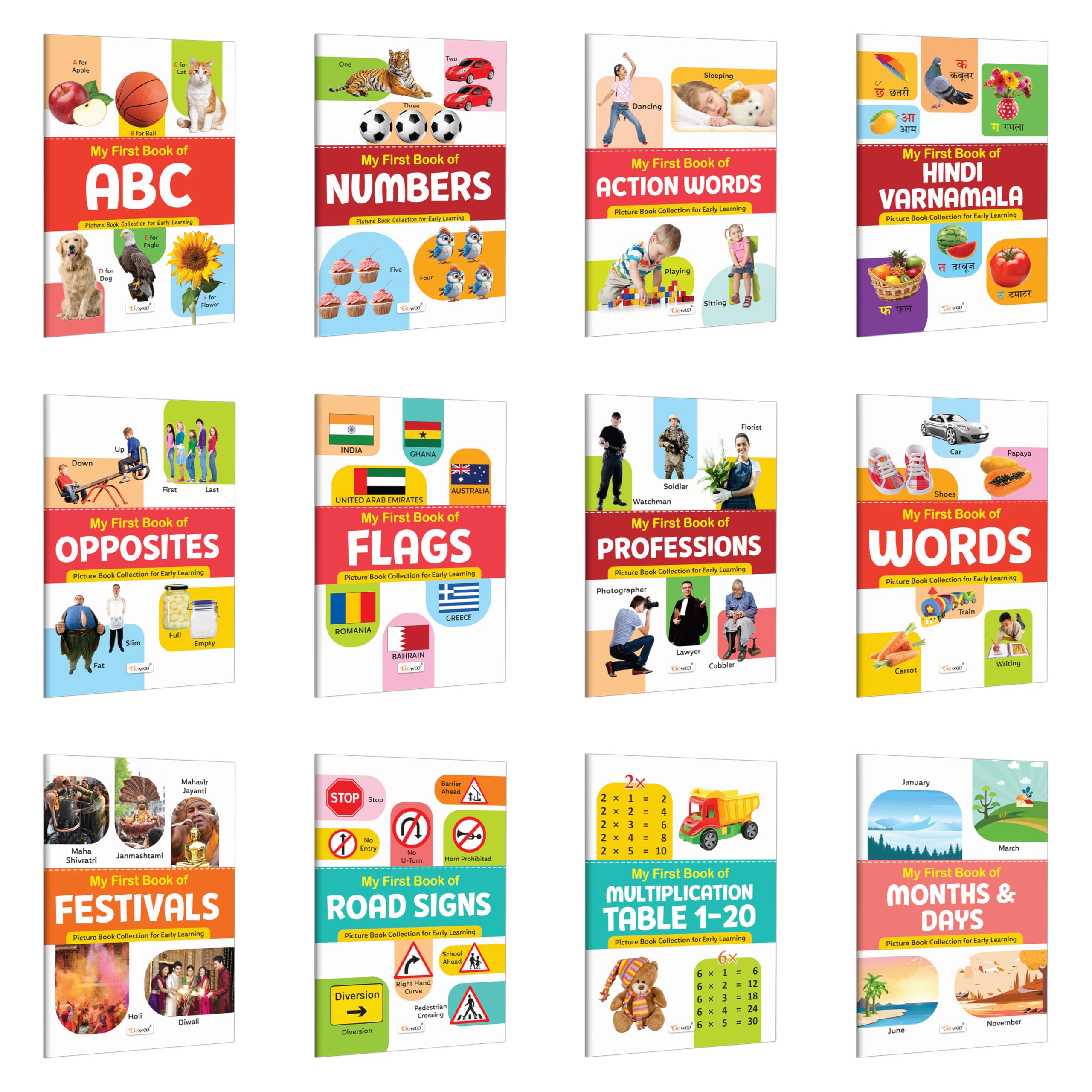 My First Book of ABC, Numbers, Action Words, Opposites and more : educational books for toddlers, interactive alphabet book, ki
