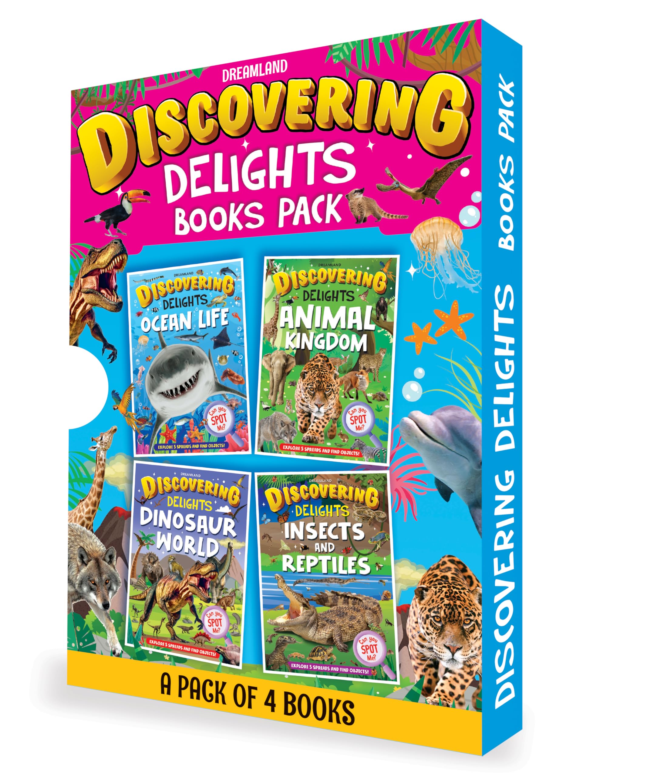 Discovering Delights Activity Book Pack  Set Of 4 Educational Books For Kids Ages 410 | Ocean Life, Animal Kingdom, Dinosaur W