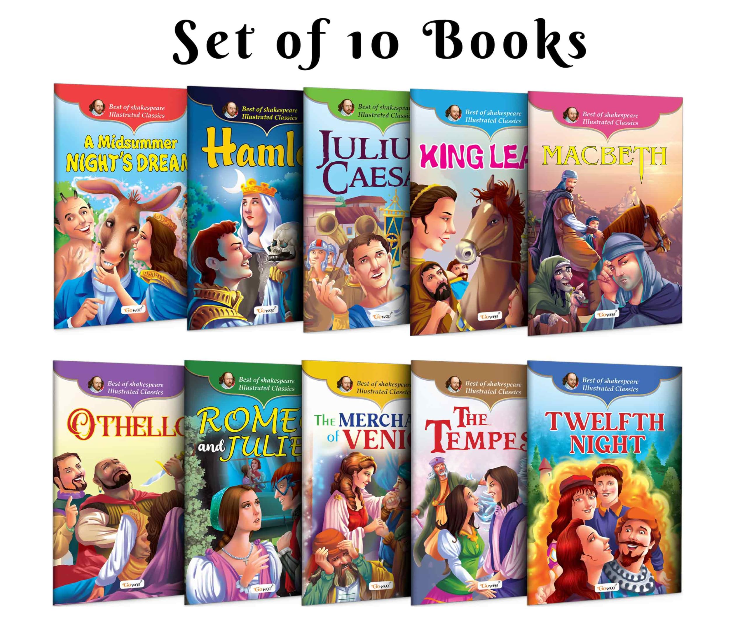 Best of Shakespeare Illustrated Classic: Twelfth Night, Macbeth, Romeo and Juliet, Othello and more  Toddler illustrated books,