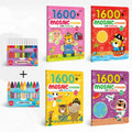 1600 MOSAIC STICKERS WITH COLOURING  BOOK 1, 2, 3 & 4 with 10 WAX CRAYONS and 12 WATER COLOUR SKETCH PEN |Combo of 4 | Colorful