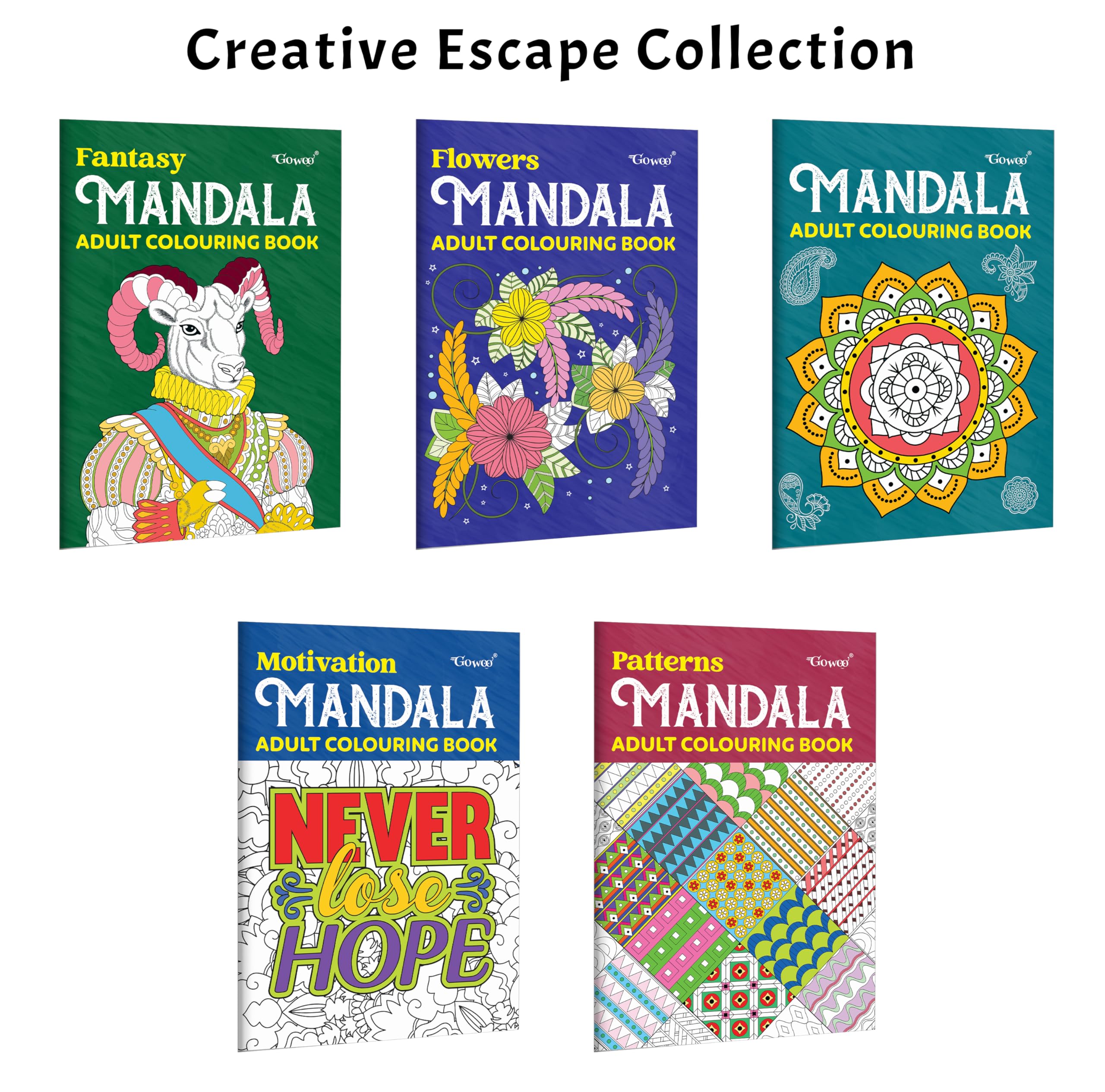 Fantasy, Flower, Motivation  Mandala Adult Colouring Book and more : relaxing mandala design set for adults, creative art coll