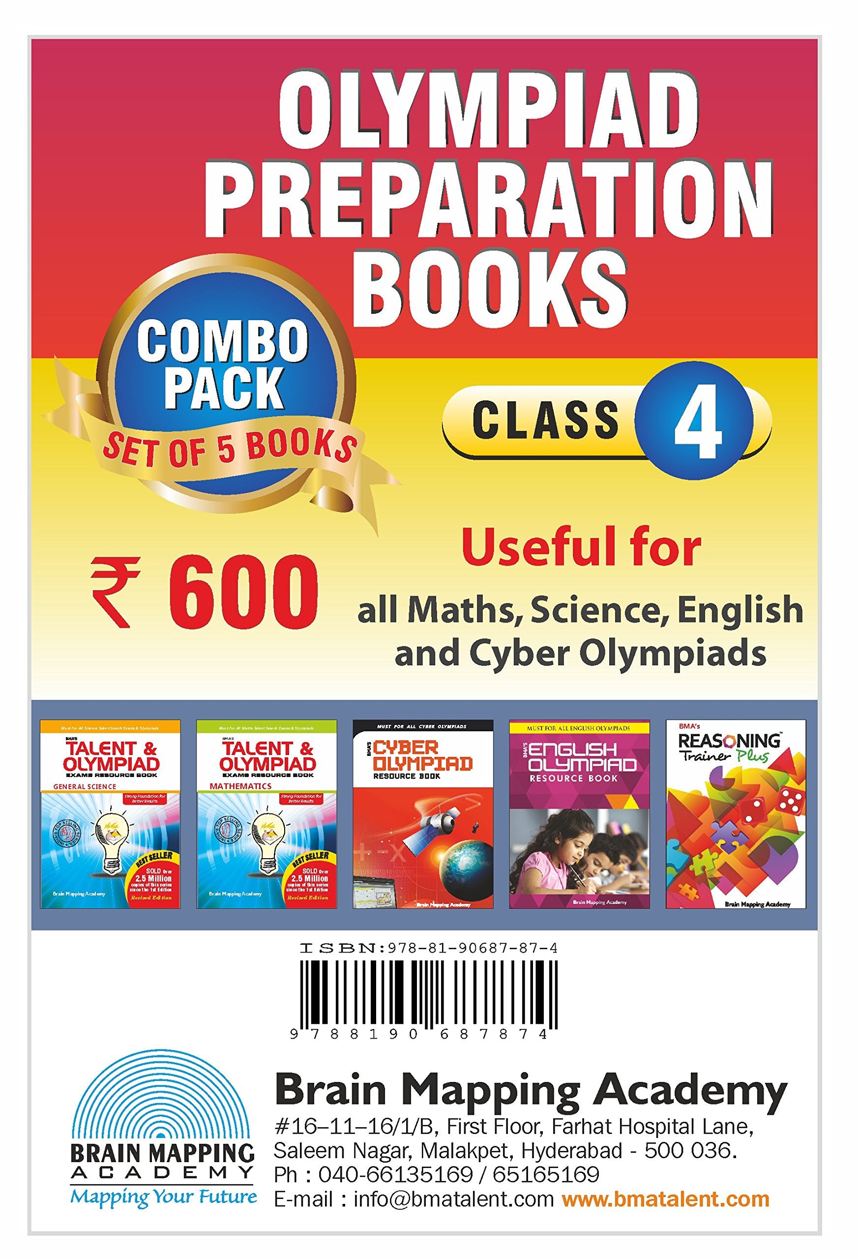 Olympiad Preparatory Books Combi Pack (4 Books) Class 4 | Mathematics, Science, English And Reasoning Trainer |Olympiad Exams R
