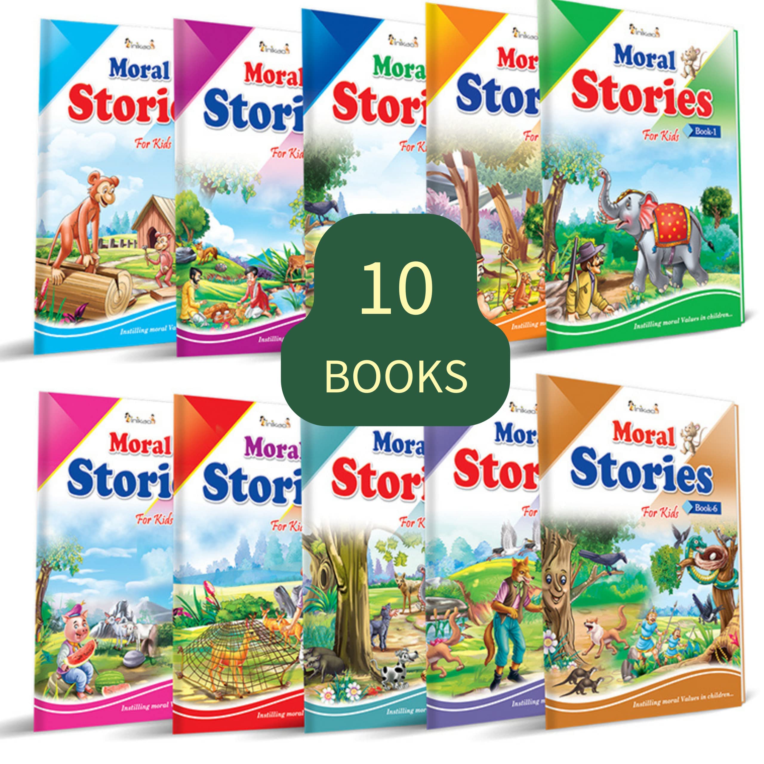Inikao Story Books For Kids In English | 101 Illustrated Moral Tales | Pack Of 10 Bedtime Stories Book Collection For Children A