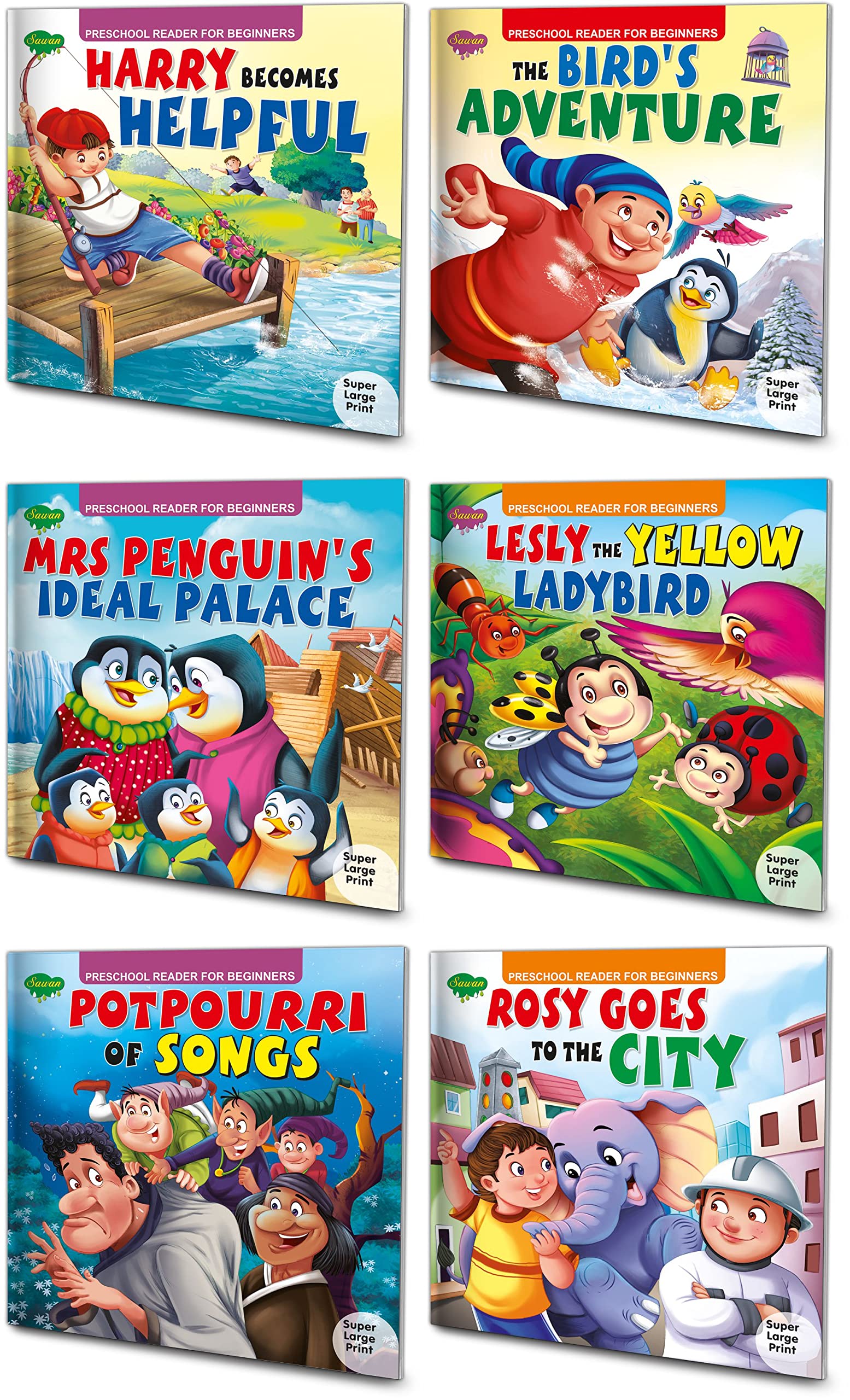 Story Books For Beginners Pack Of 6 Books| Early Reader Series In Large Font (V1)