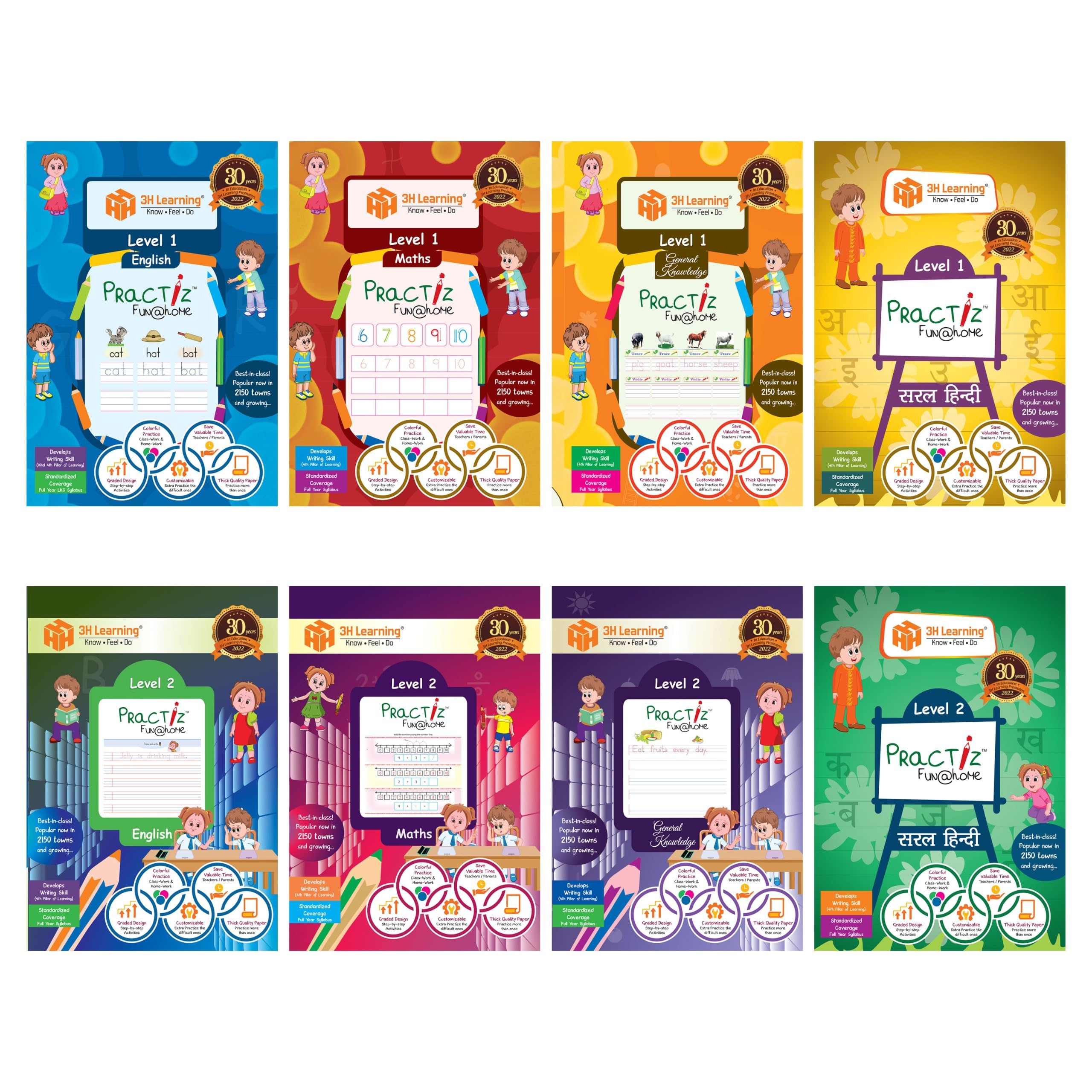Lkg & Ukg 672 Pages Writing Practice Fun@Home Level 1&2[English/Maths/Hindi/Tamil] Mega Power Combo Early Learning Worksheets 