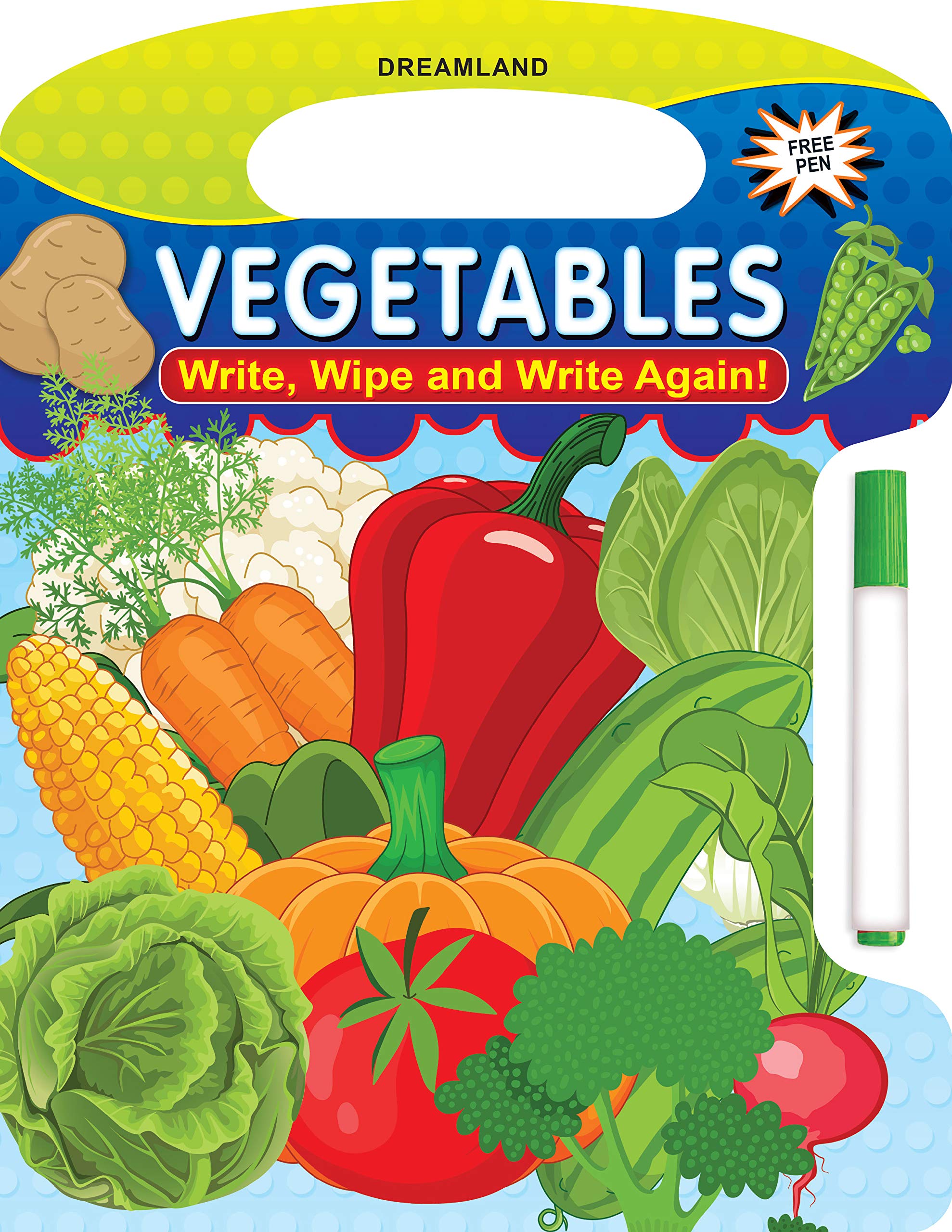 Write and Wipe Vegetables Activity Book for Kids Age 24 | Reusable WipeClean Learning with Marker Pen | Preschool Early Writin