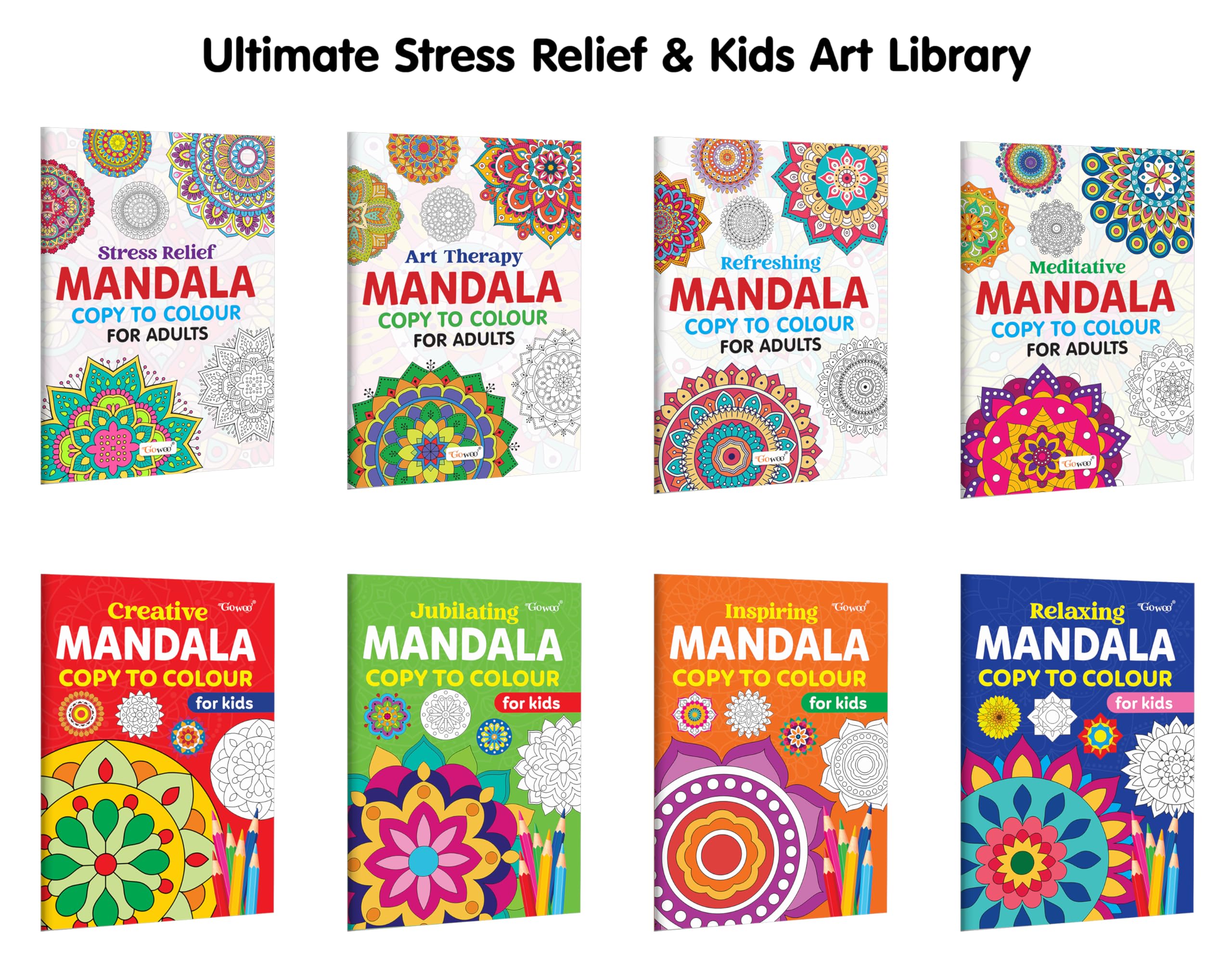 Stress Relief, Art Therapy, Refreshing  Mandala Copy to Colour for Adults & Kids and more : StressFree Mandala Art, Jubilatin