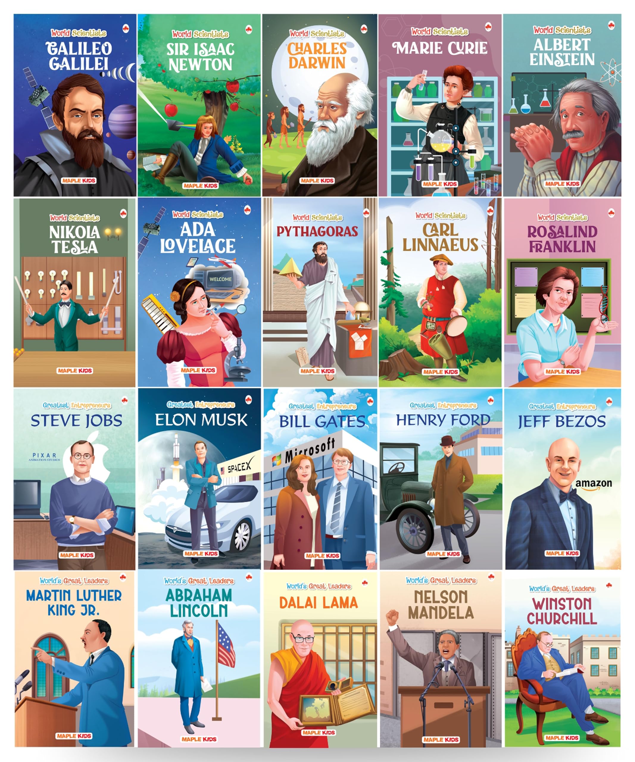 Story Books for Kids  World Famous Personalities (Set of 20 Books) (Illustrated)  Scientists, Entrepreneurs, Leaders  Biograp