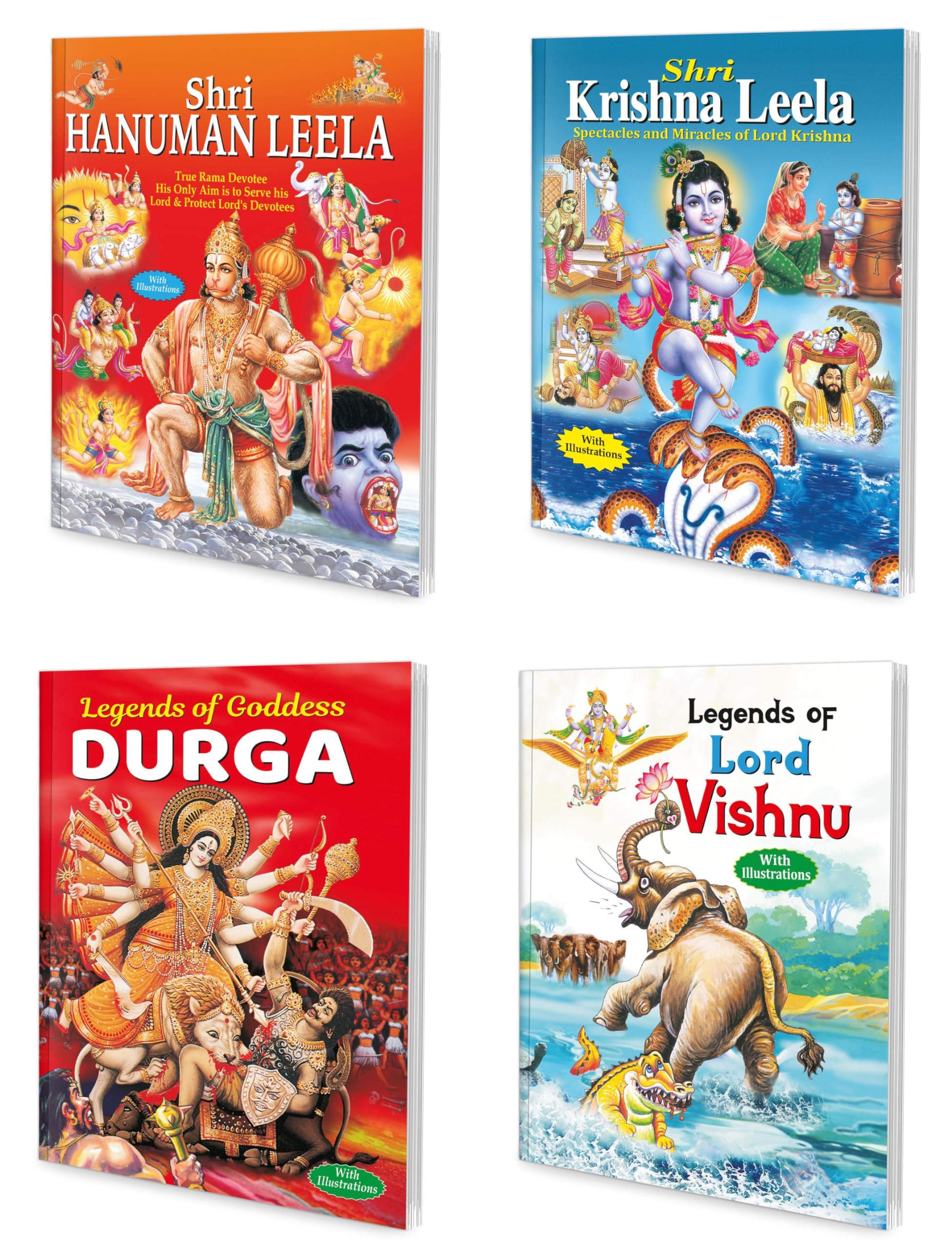 My First Mythology Tale (Illustrated) | Set Of 4 Story Book For Kids | Shri Hanuman Leela, Legends Of Goddess Durga, Shri Krishn