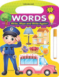 Write and Wipe Words Activity Book for Kids Age 24 | Reusable WipeClean Learning with Marker Pen | Preschool Early Writing, Vo