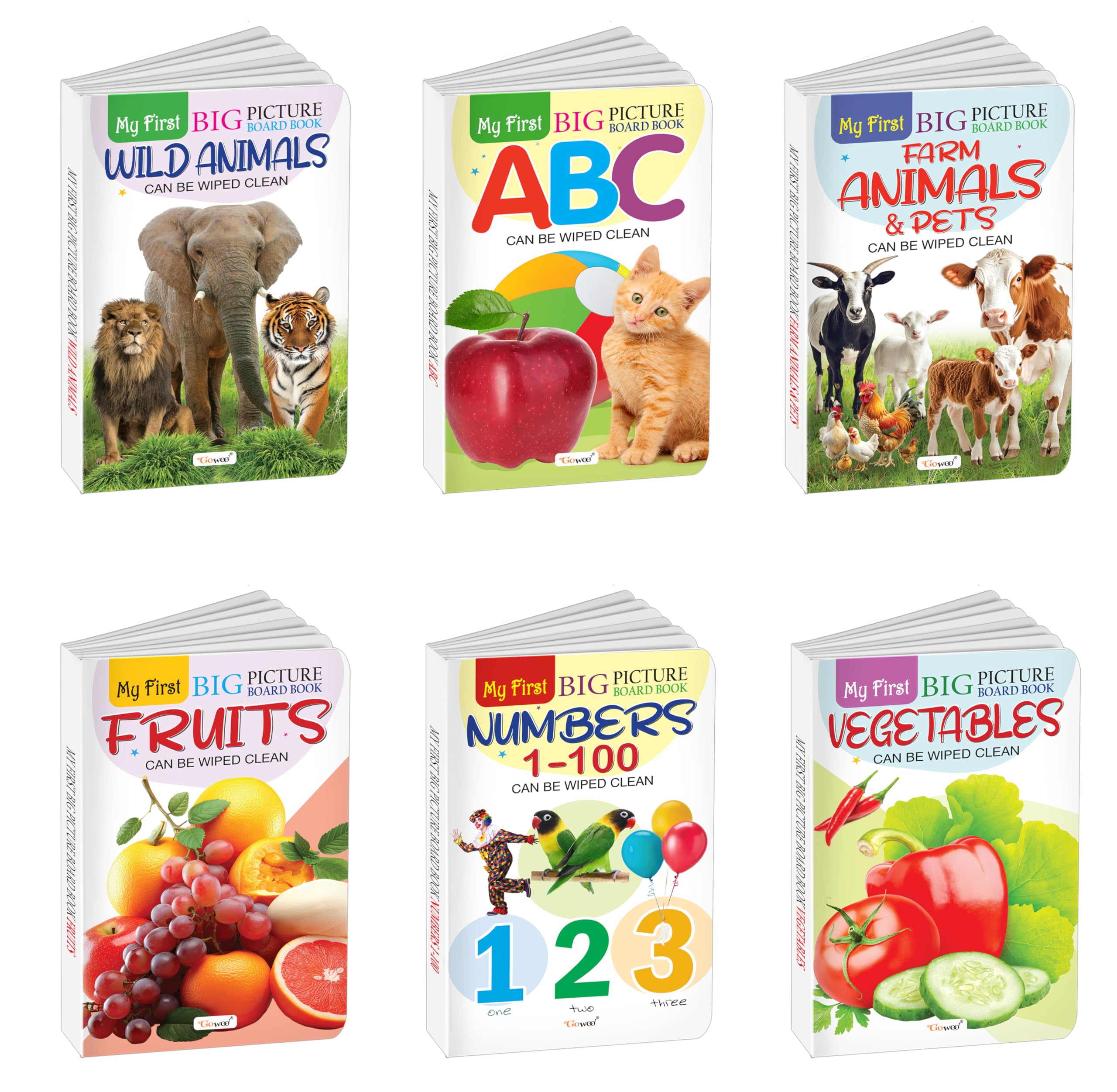 My First Big Picture Board Book ABC, Numbers 1100, Fruits, Vegetables and more : Picture board books for kids, Educational boar