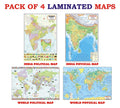 India & World Map (Both Political & Physical) | LAMINATED | SET OF 4 | Useful for UPSC, SSC, IES and other competitive exams