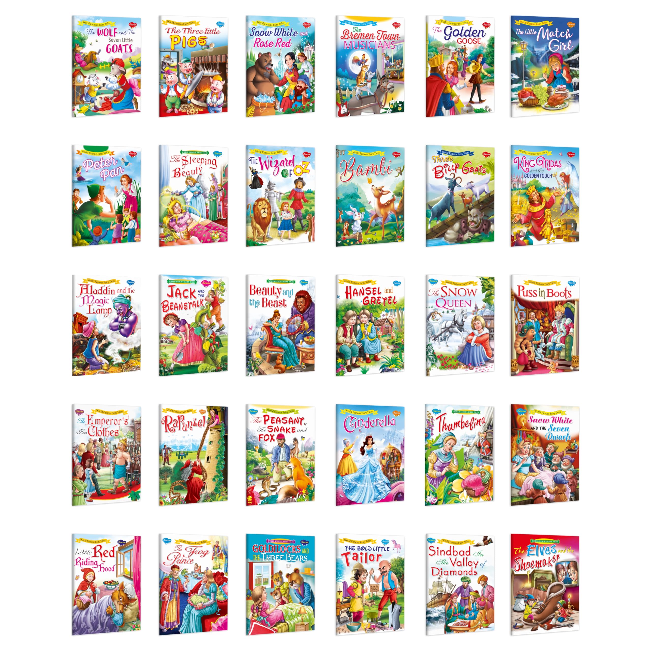 World Famous Fairy Tales | Wonderfully Illustrated Abridged | Gift Pack Of 30 Books | V1