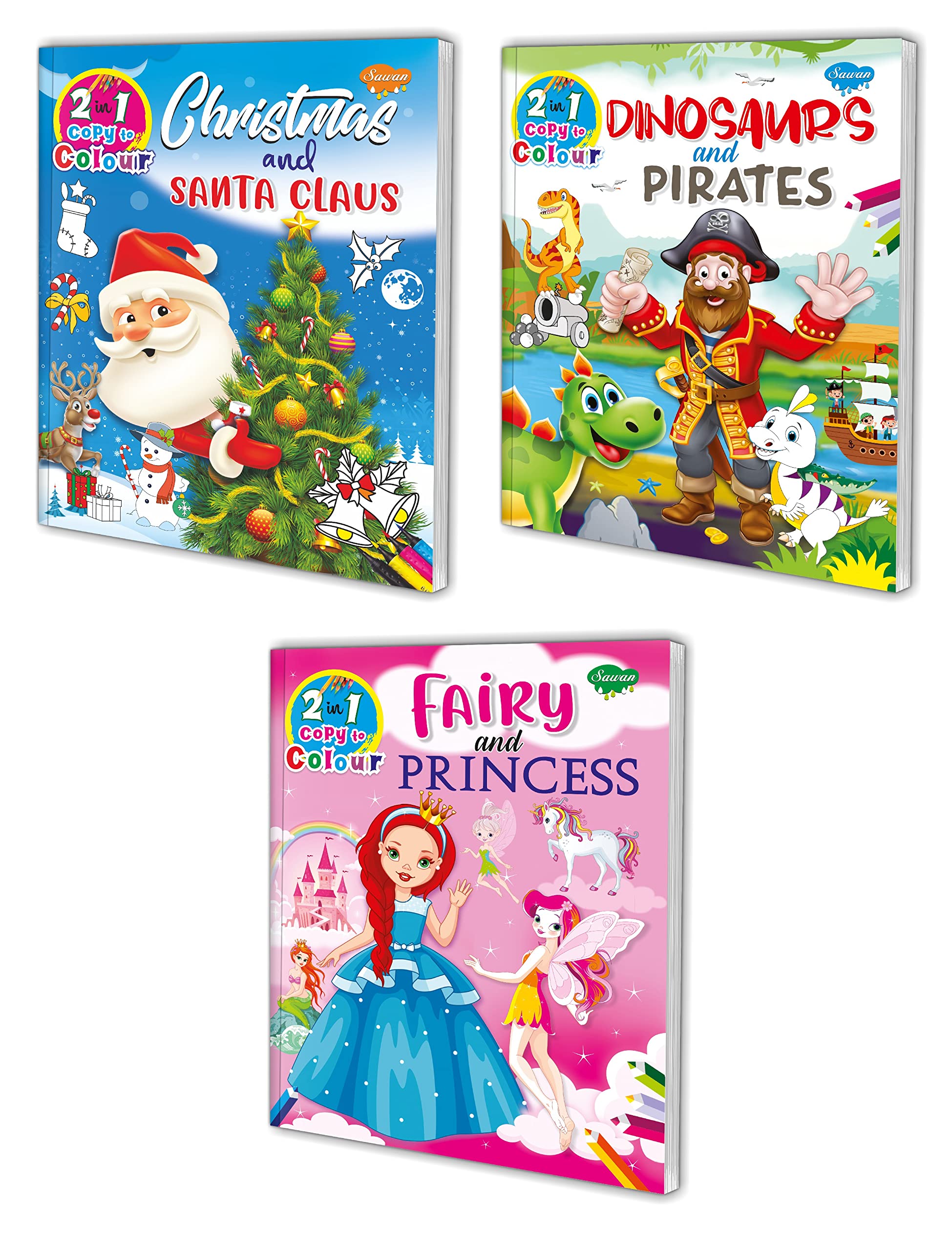 2 In 1 Colouring Book Combo | Pack Of 3 Copy To Colour Colouring Book (V1)