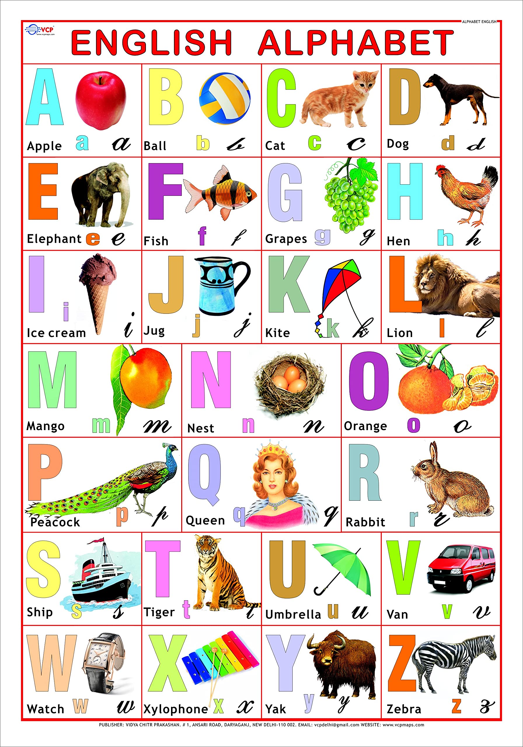 English Alphabet Chart for Kids (70 x 100 cm)  Laminated