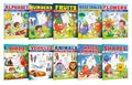 Alphabet, Numbers, Fruits, Vegetables, Flowers, Birds, Vehicle, Animals, Water Animals and Shapes  Creative Copy to Colour book