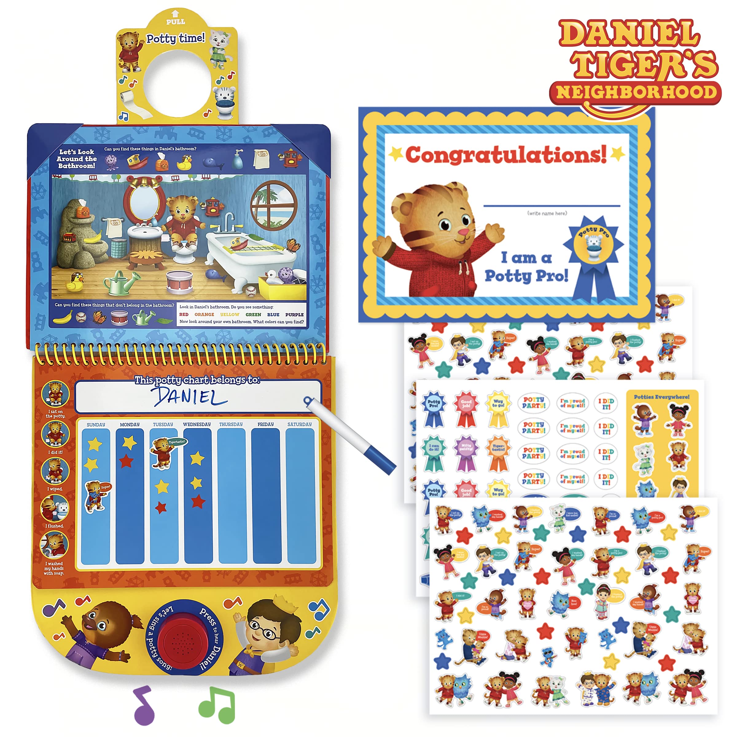 Daniel Tiger Potty Training Reward Chart, Potty Time With Daniel! Workbook Includes Stories, Activities, Stickers, and Sound But