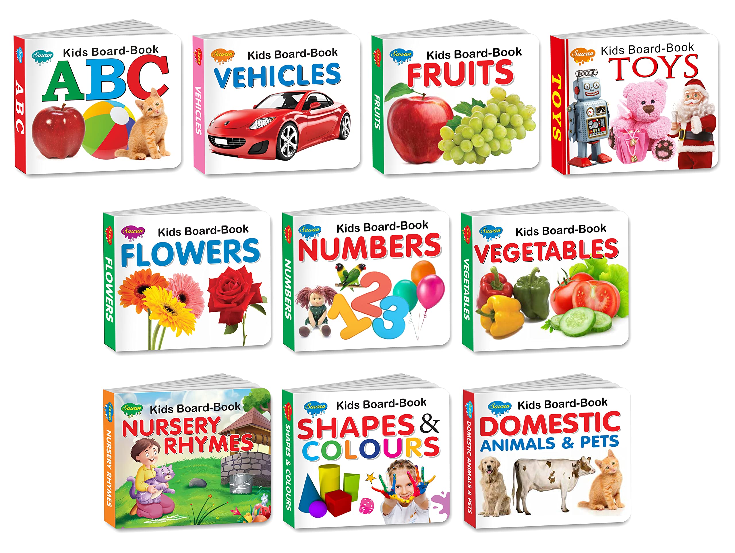 My First Learning Library: Pack Of 10 Board Books For Kids | Super Jumbo Combo For Collecters And Library Board Books